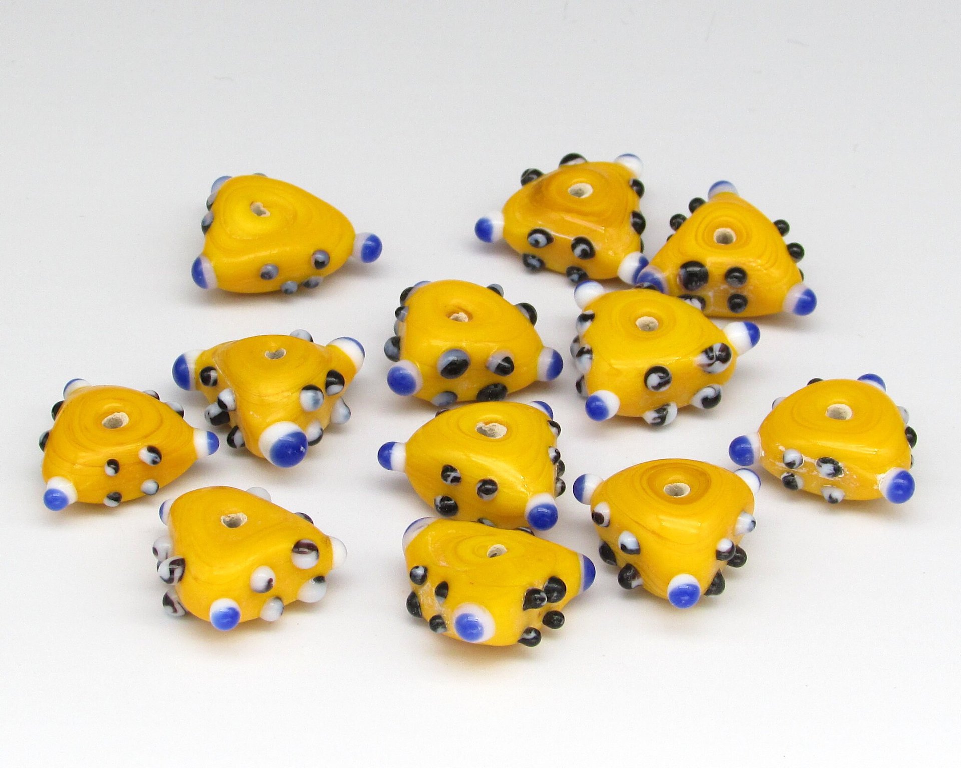 17mm Bumpy Yellow Lampwork Beads
