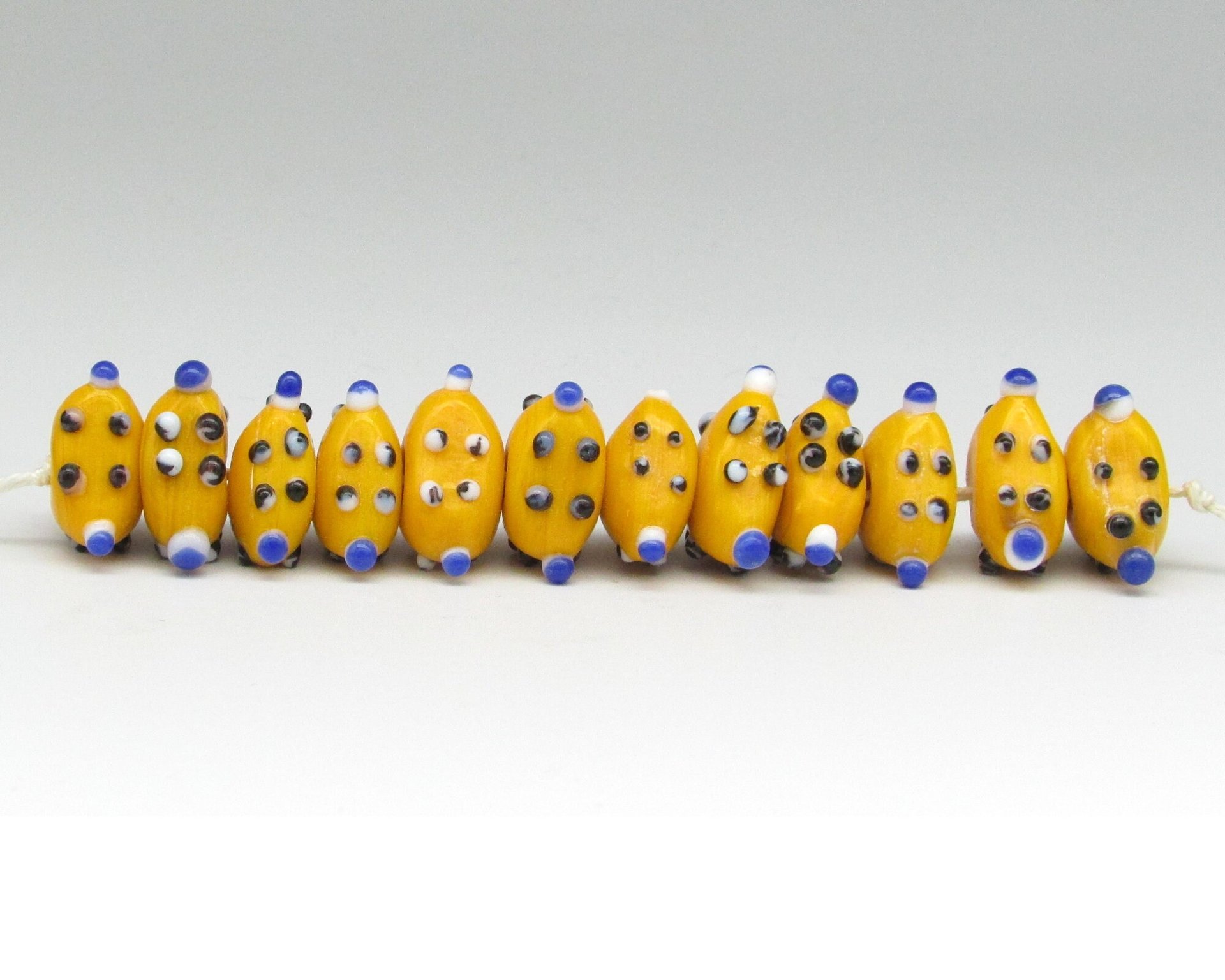 17mm Bumpy Yellow Lampwork Beads