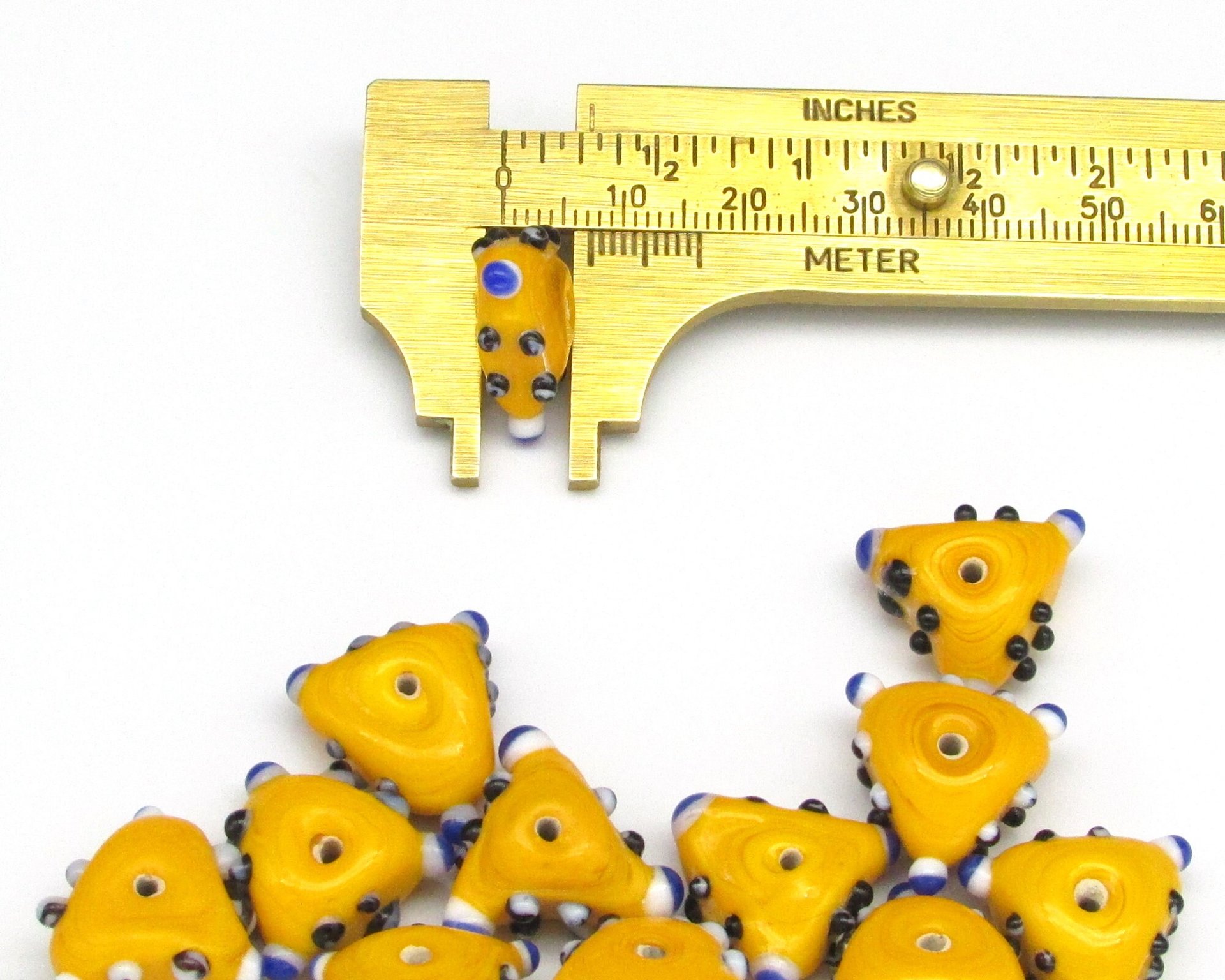 17mm Bumpy Yellow Lampwork Beads