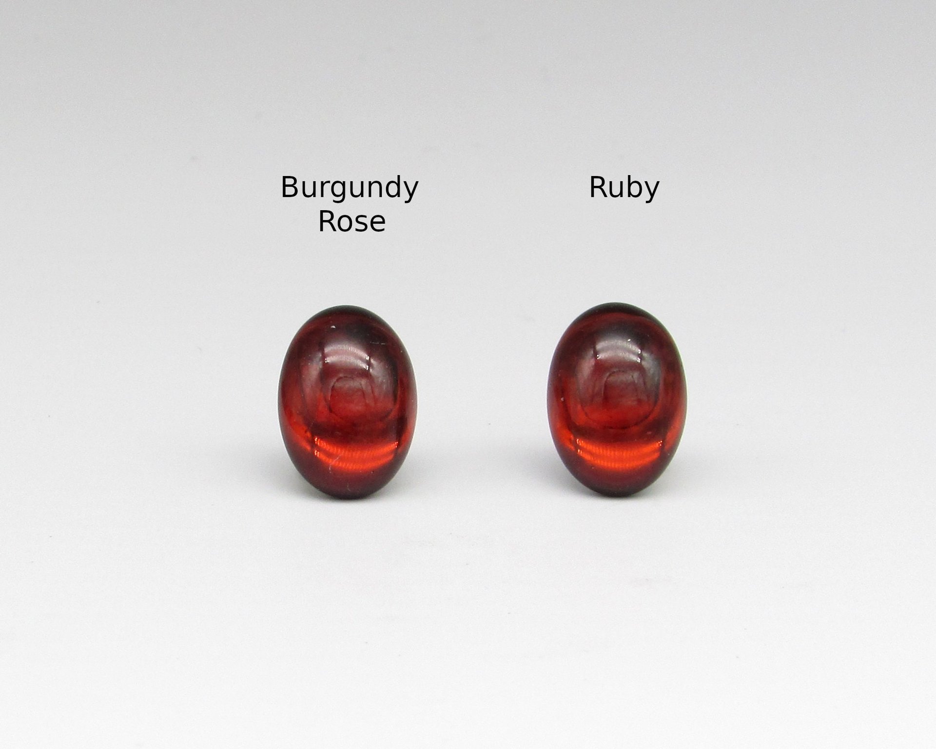 14x10mm Oval Glass Cabochons, Vintage Ruby Red Foiled Flat Back Stones