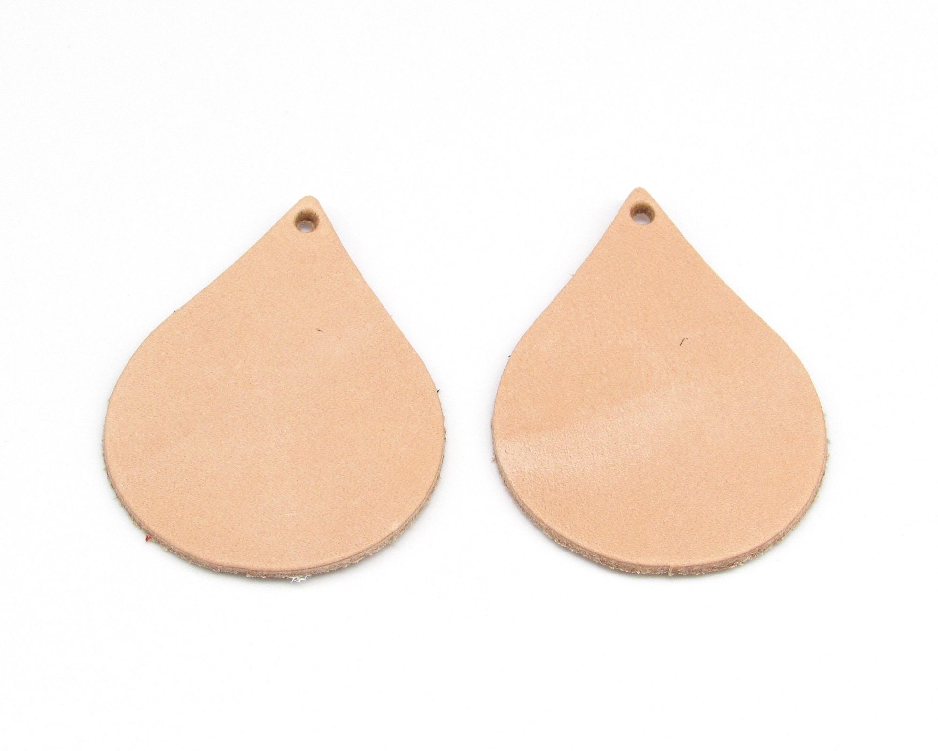 2" Large Teardrops with Pine Tree Cut-Outs, Top Grain Leather Shapes for Layered Christmas Pendants