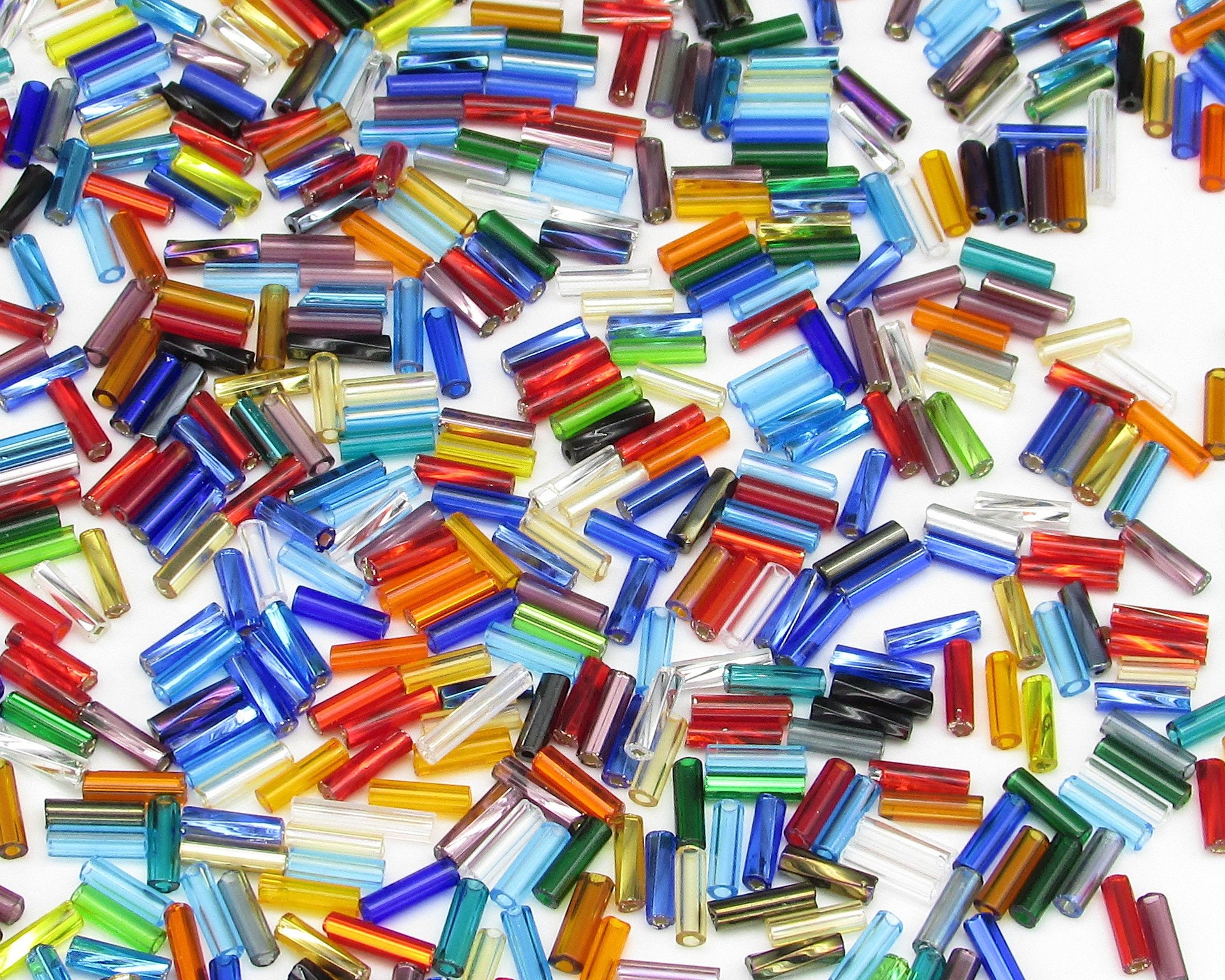 Rainbow Bugle Bead Mix, Size 3 7-8mm Skinny Spacers