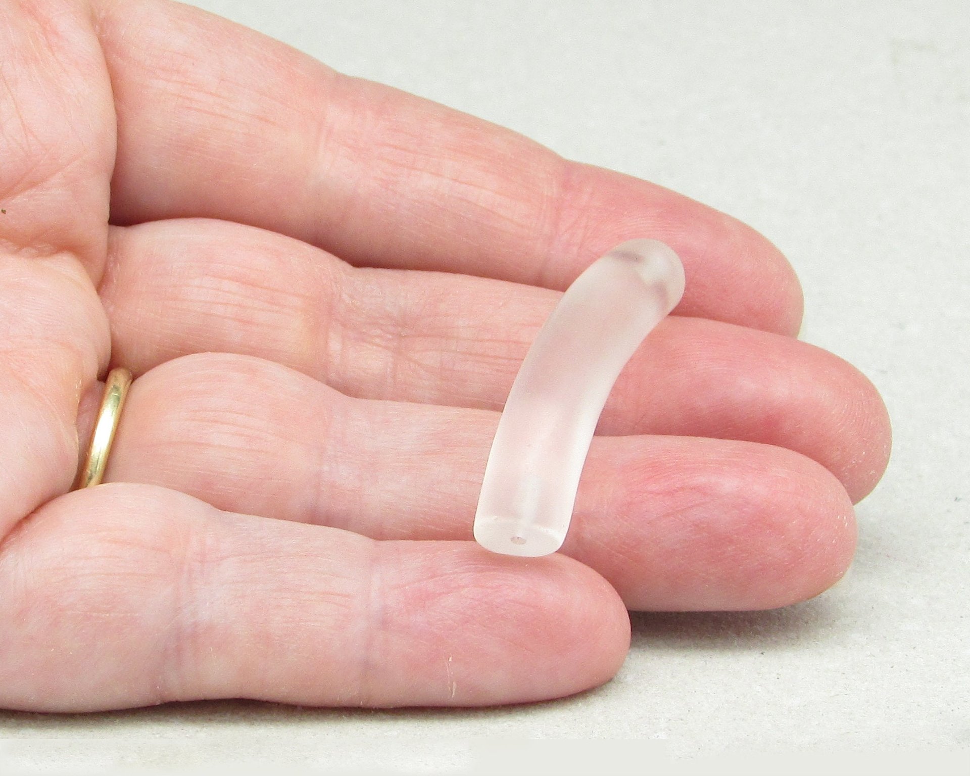 Curved Noodle Pendant, 35x7mm Cylinder with Half-Drilled Ends