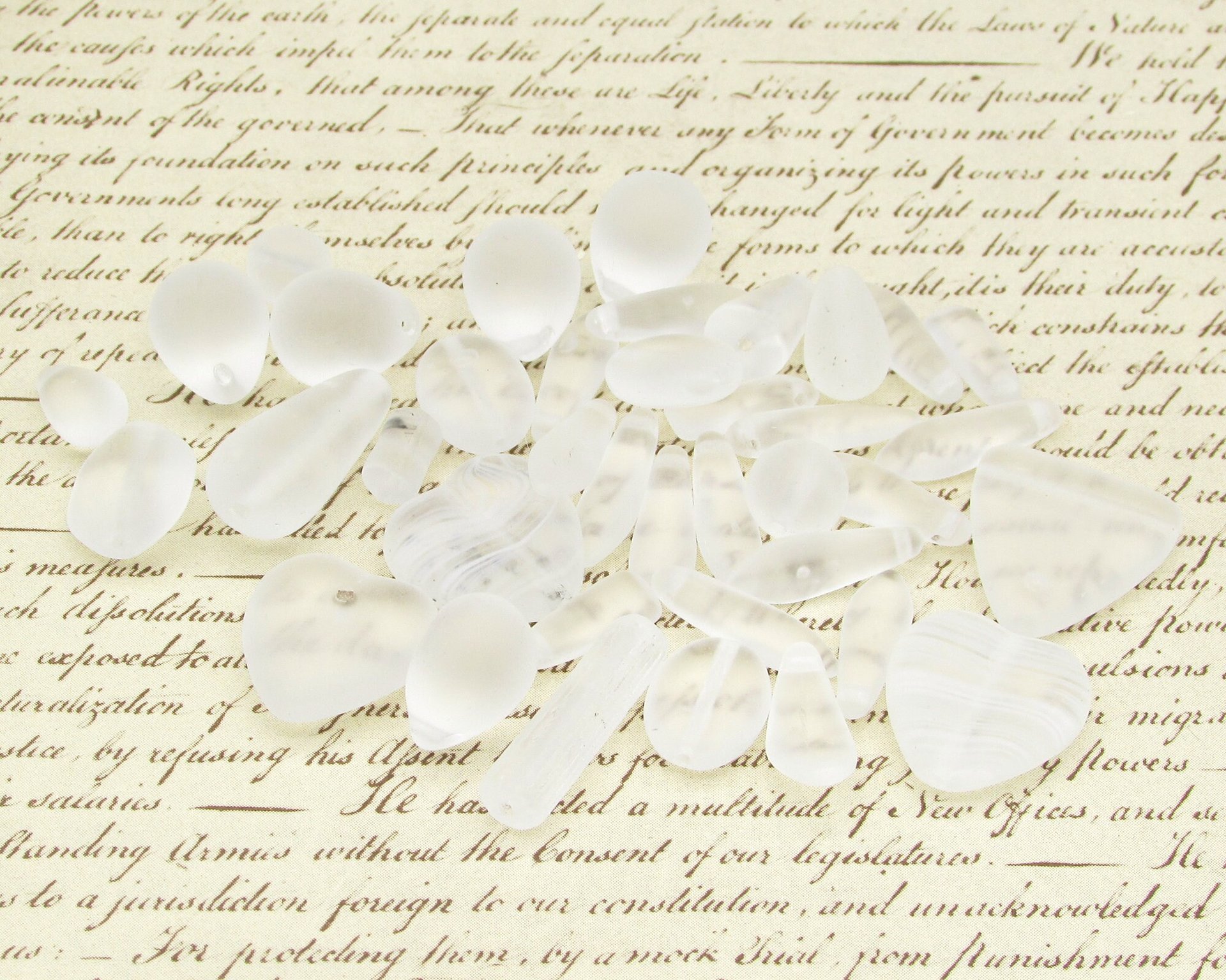 Clear Glass Bead Mix, Vintage Czech Pressed Glass