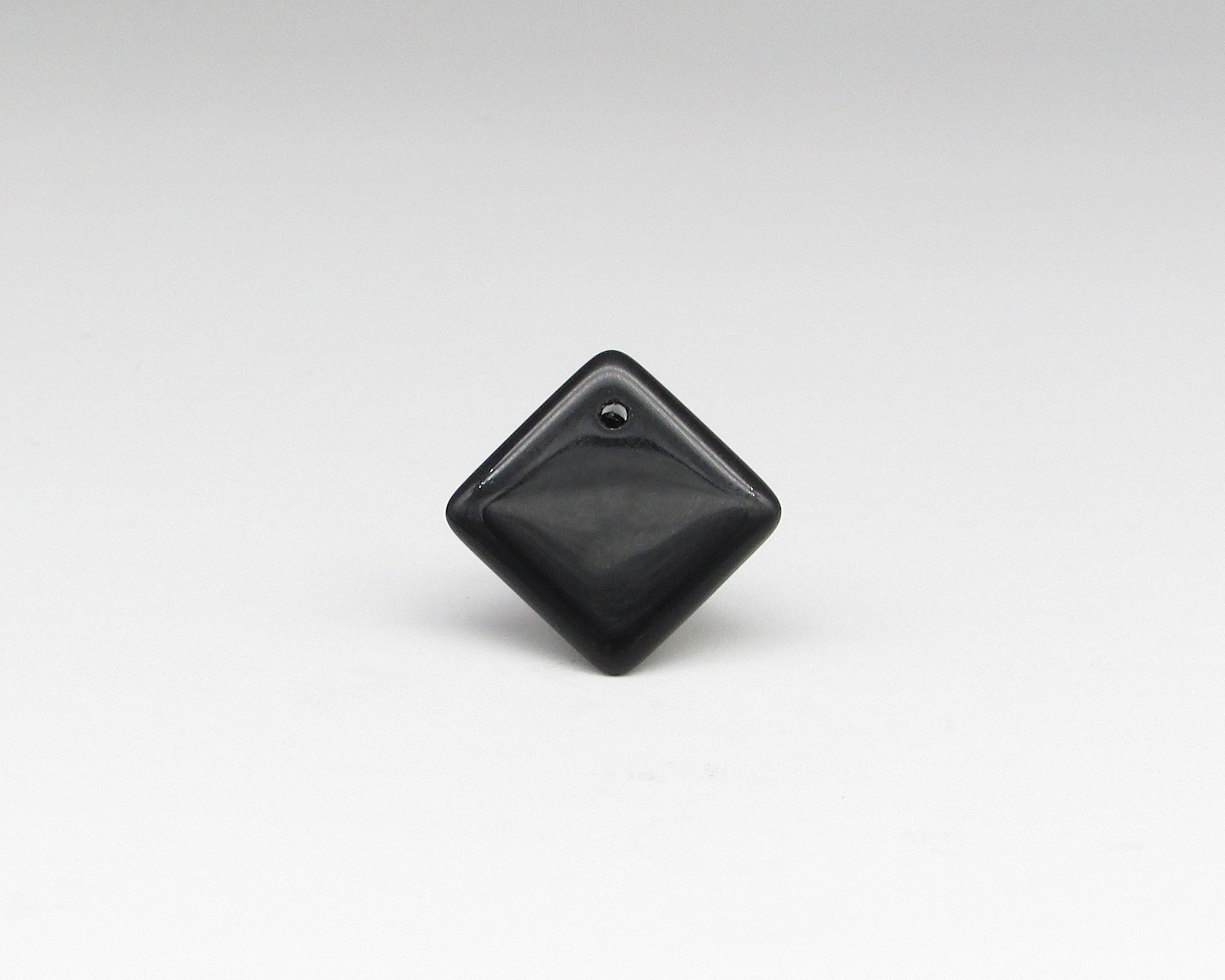 Vintage Glass Pendant Beads, Opaque Red 14mm Square with Offset Hole