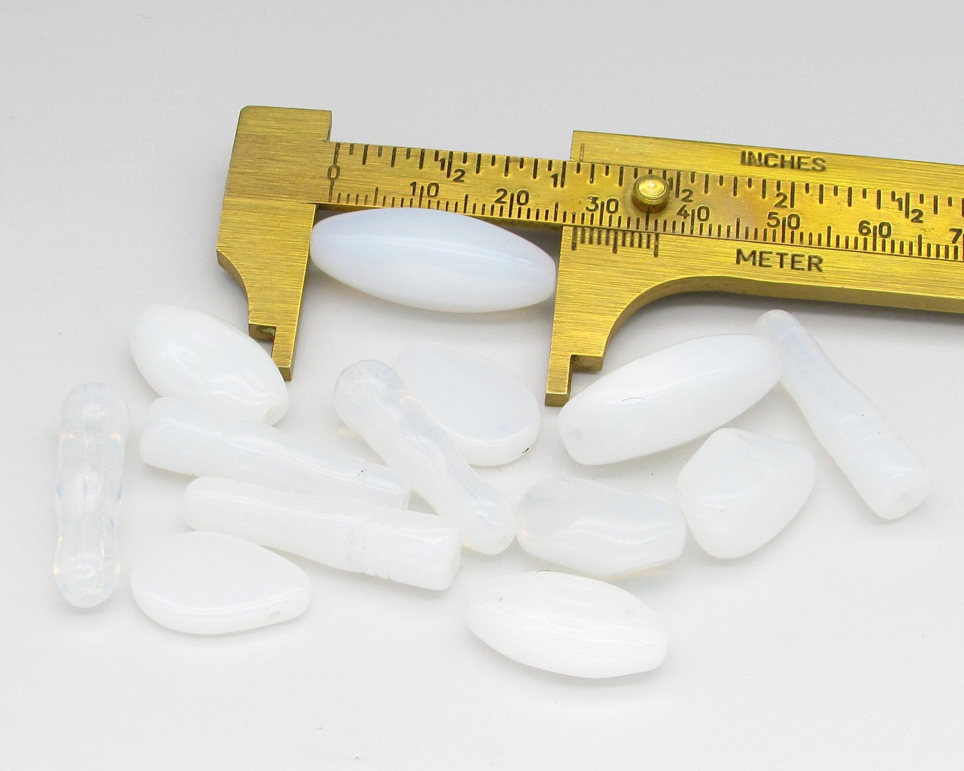 White Bead Mix, Vintage Czech Pressed Glass