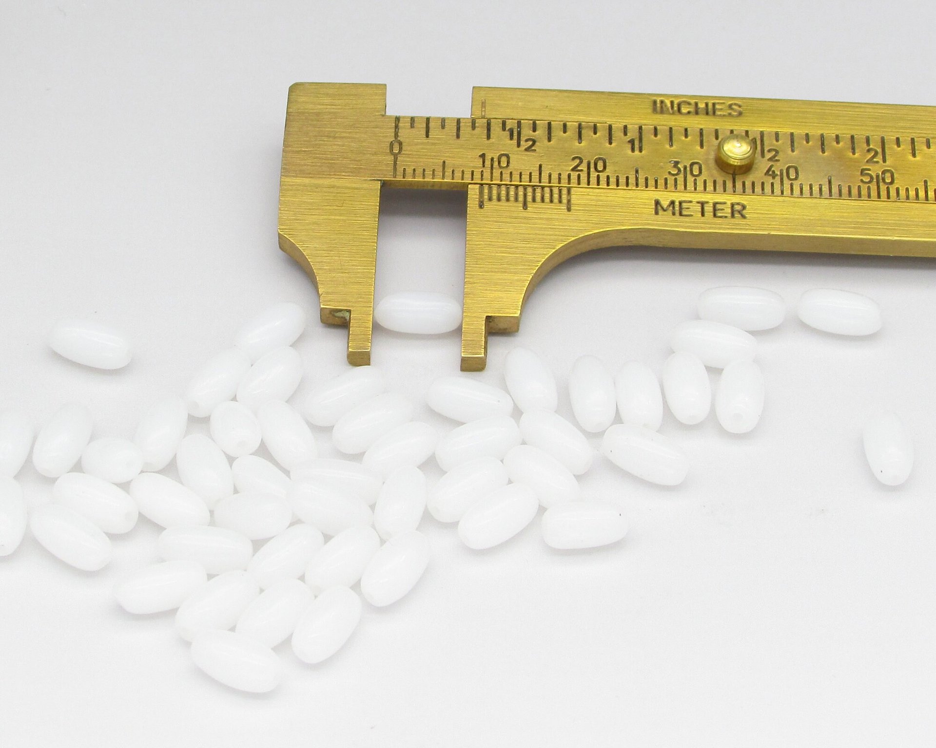 White Bead Mix, Vintage Czech Pressed Glass