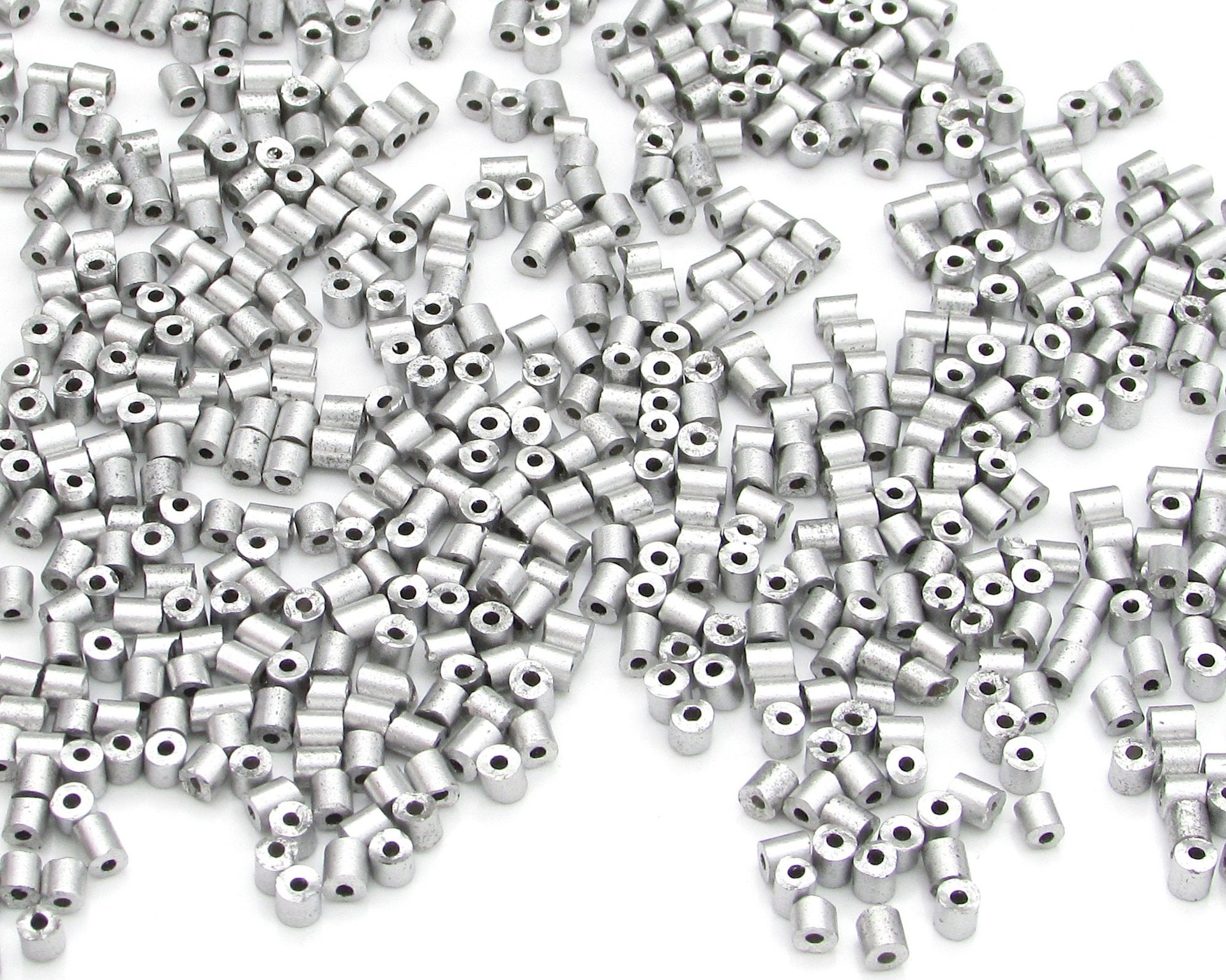 Size 1 Bugle Beads, Matte Aluminum Silver Czech Glass, 2.5mm Tiny Tubes