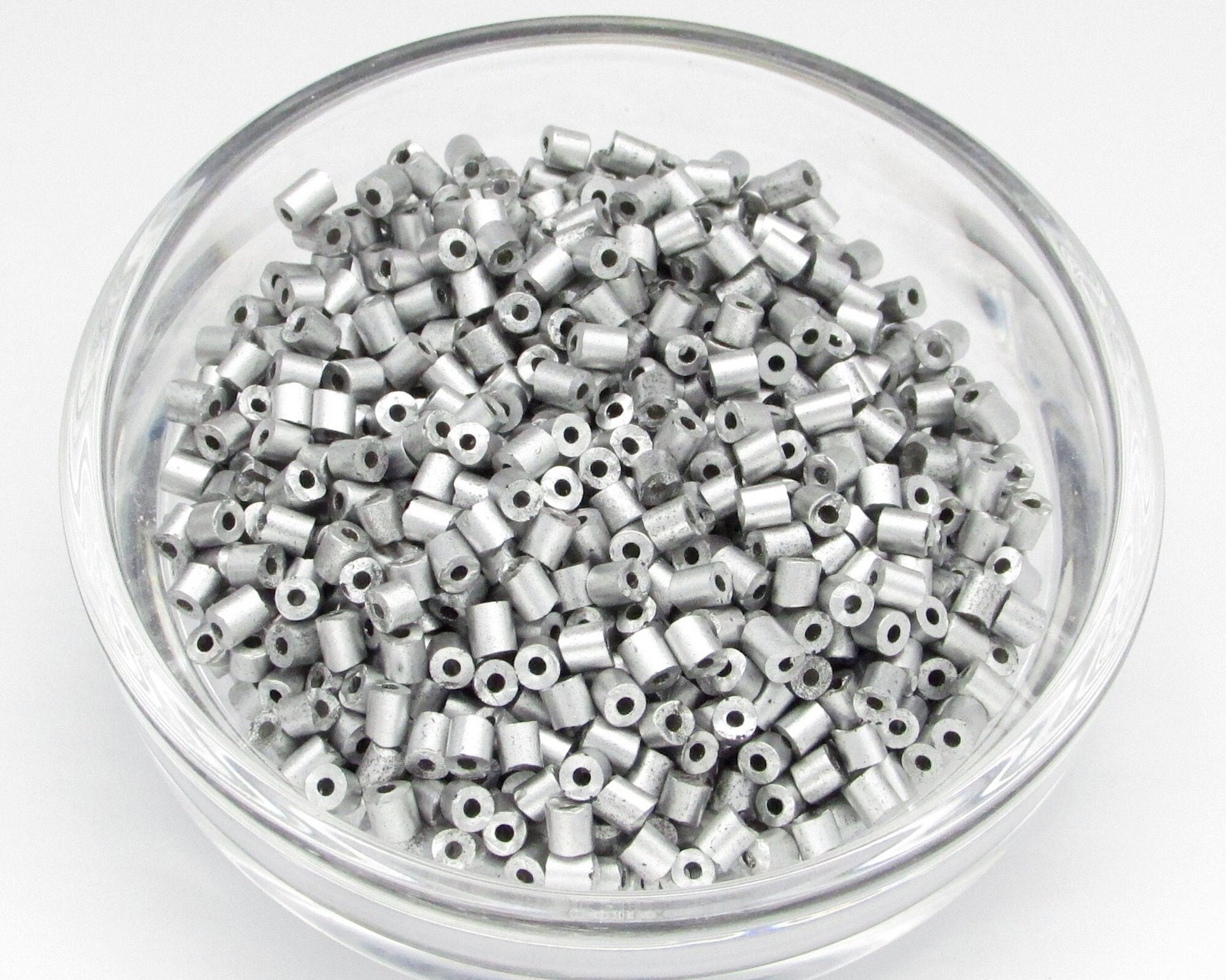Size 1 Bugle Beads, Matte Aluminum Silver Czech Glass, 2.5mm Tiny Tubes