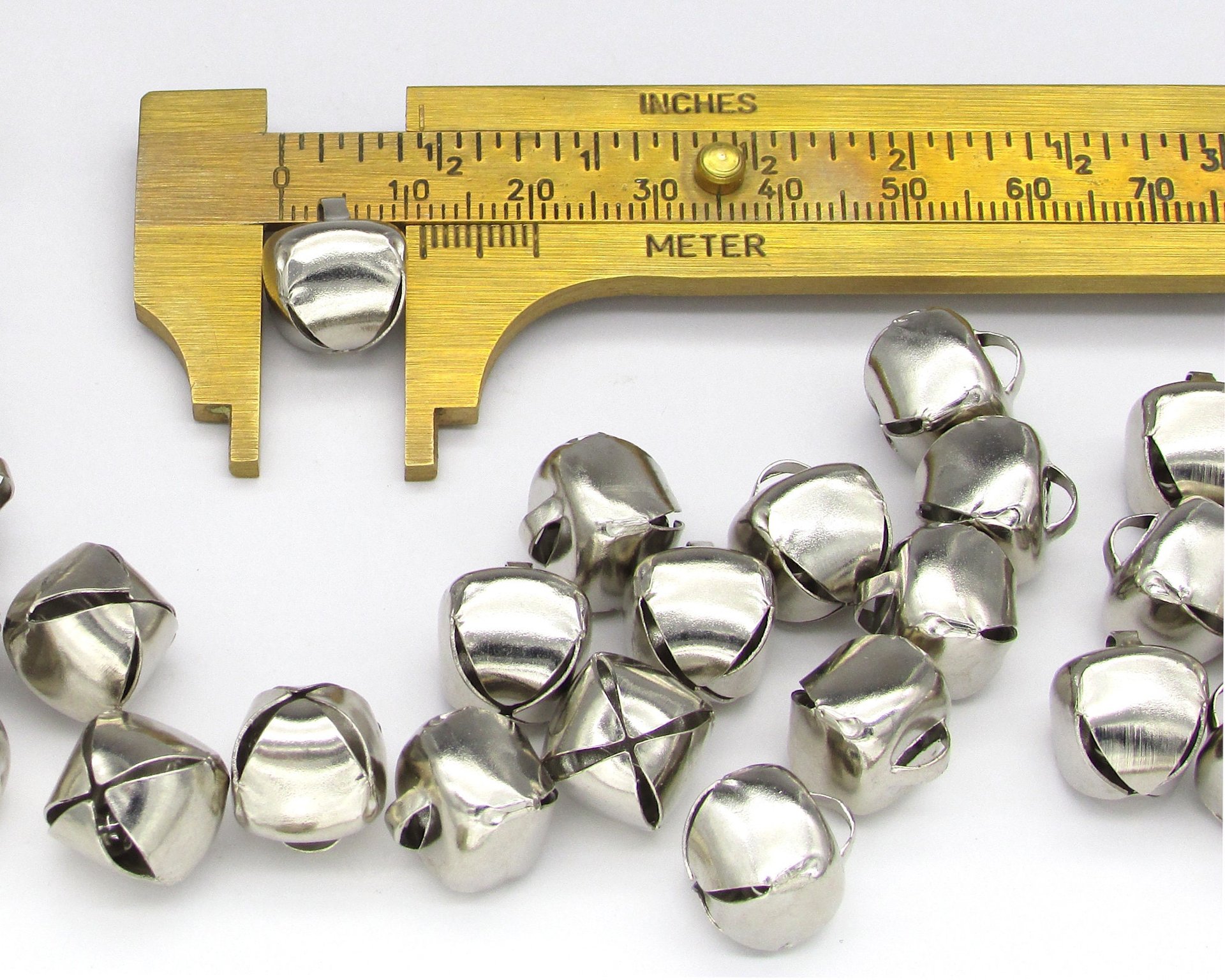 1/2” Jingle Bells, 13mm Round Steel Christmas Embellishments