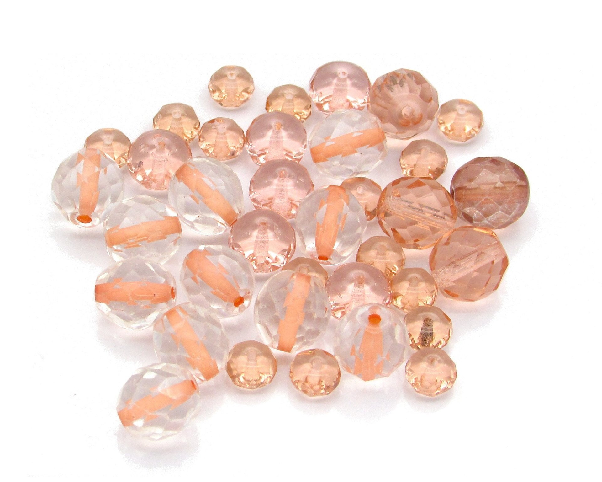 Peach Faceted Glass Bead Mix
