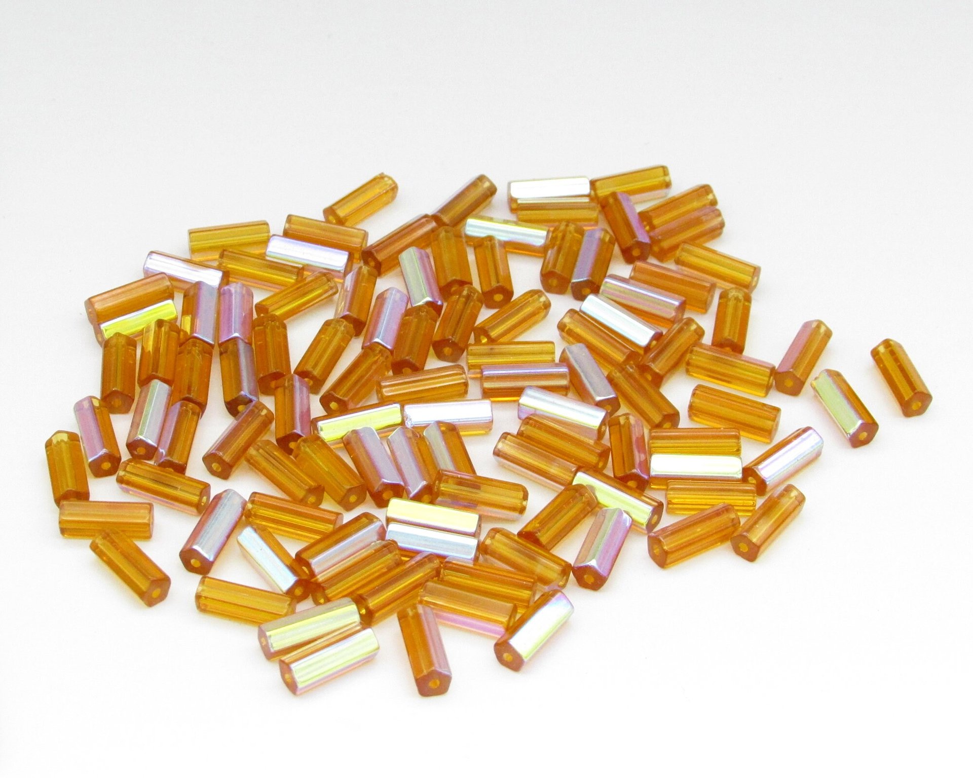 10x4mm Atlas Beads, Vintage Czech Glass Pentagonal Barrels, 10mm Fluted Tubes (100)