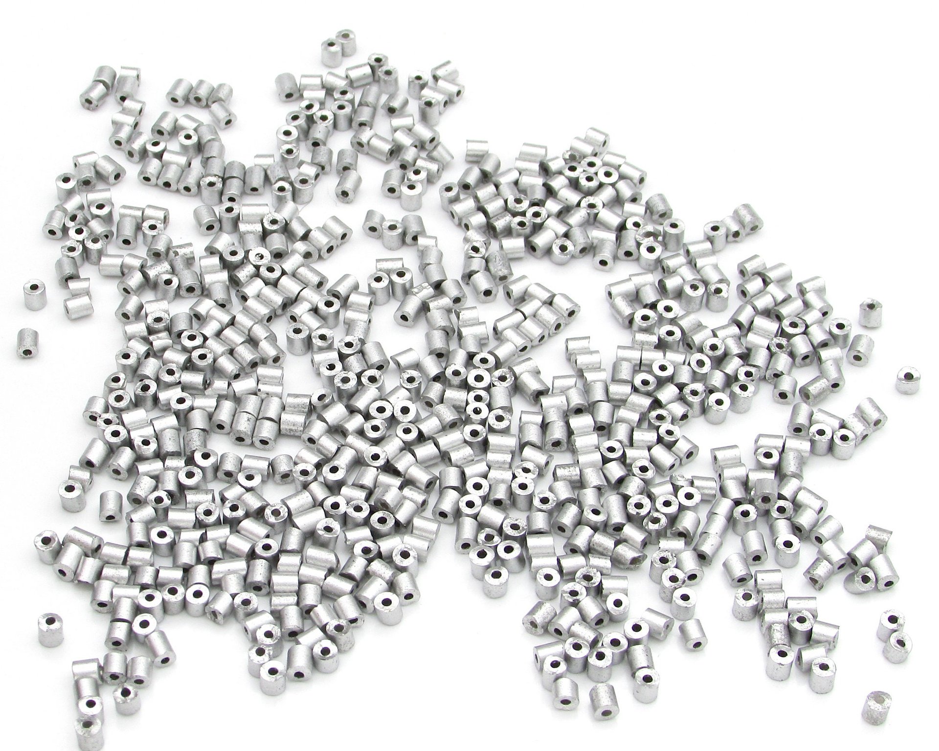 Size 1 Bugle Beads, Matte Aluminum Silver Czech Glass, 2.5mm Tiny Tubes