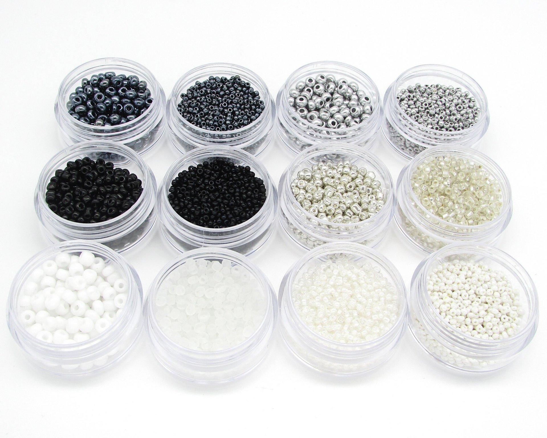 Seed Bead Assortment, Mini Rocaille Sampler Kit with 12 Neutral Shades