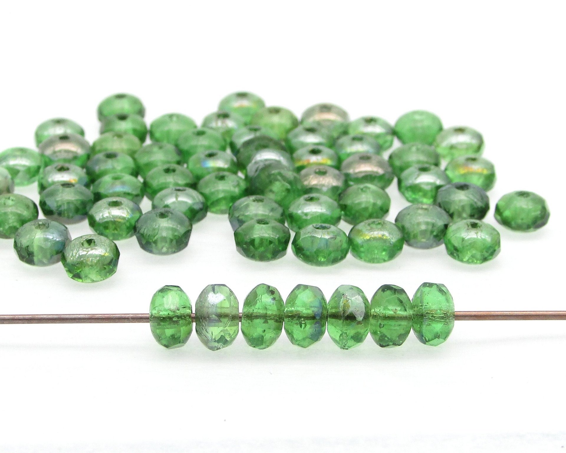 3.5x5mm Faceted Rondelles, Small Chubby Rounds, Fire Polished Czech Glass Beads