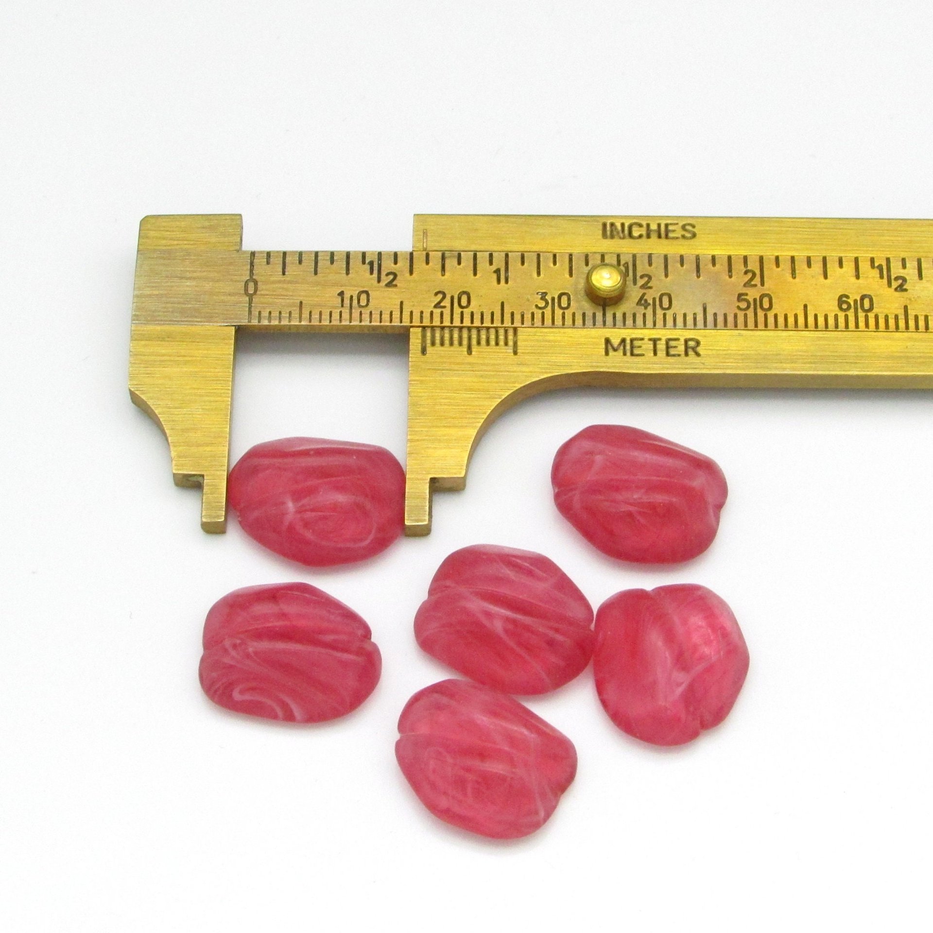 Vintage Asymmetric Dark Rose Glass Cabochons