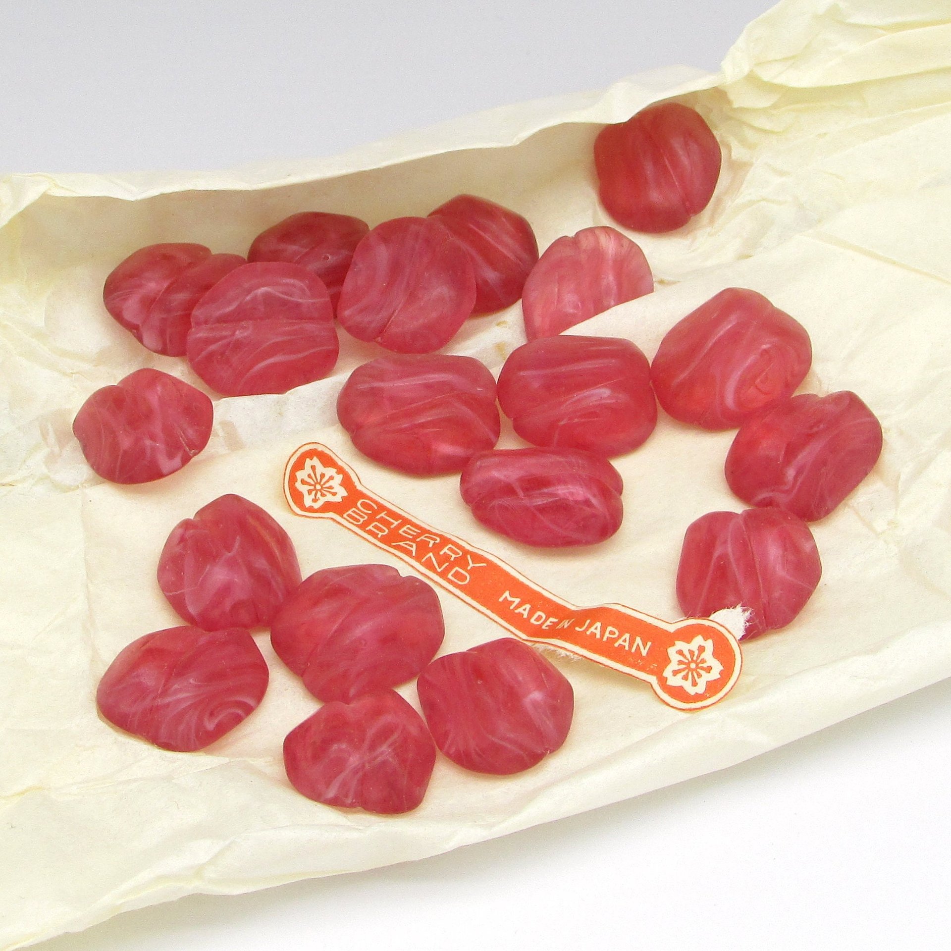 Vintage Asymmetric Dark Rose Glass Cabochons