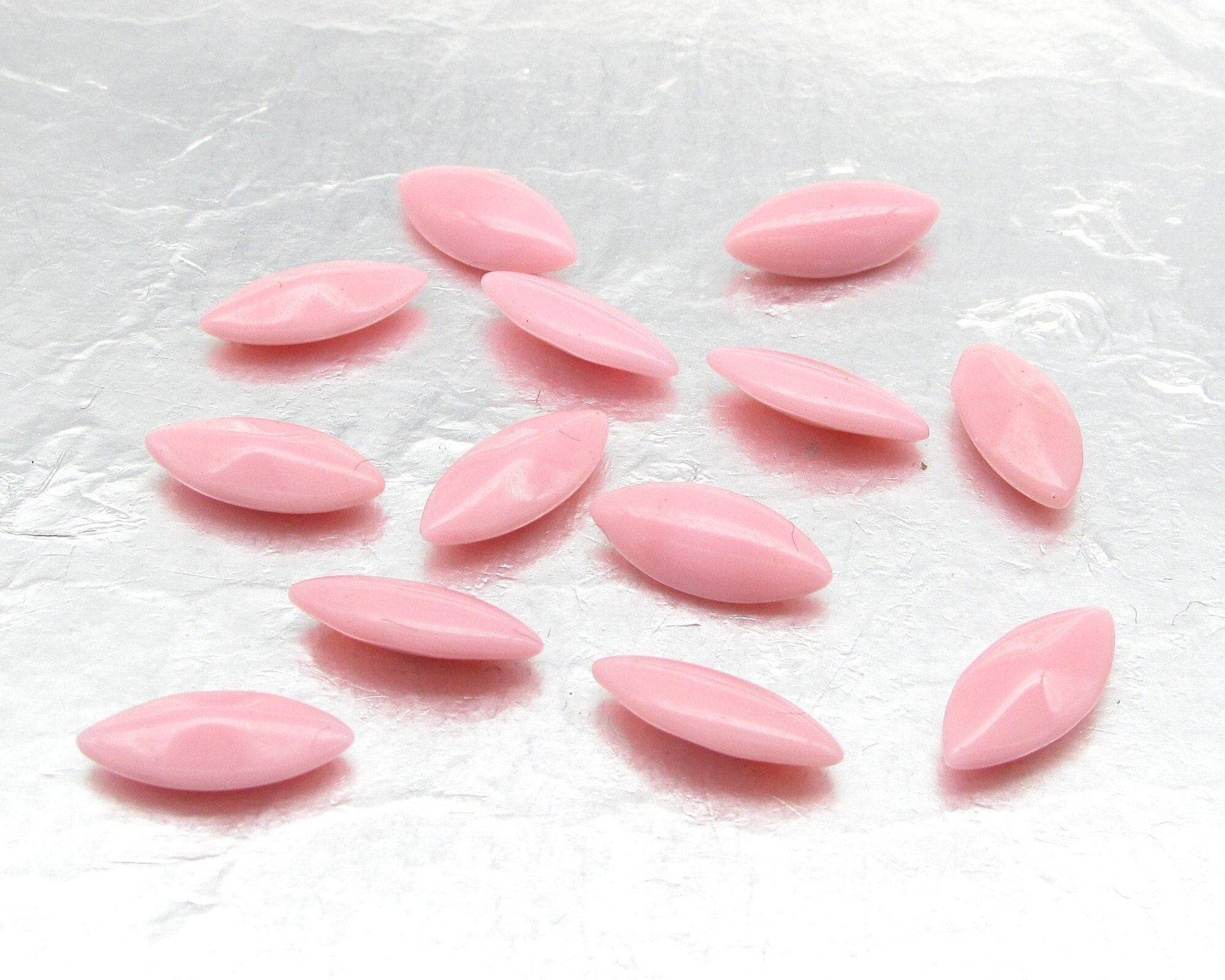 15x7mm Navette Rhinestones, Opaque Pink Vintage Point Back Glass Stones