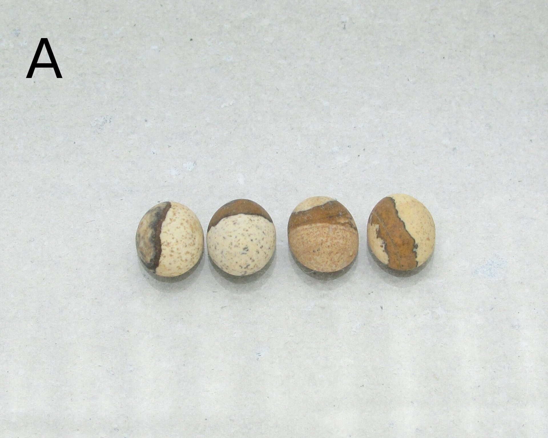 Matte Picture Jasper Ovals, 10x8mm Cabochons (4)