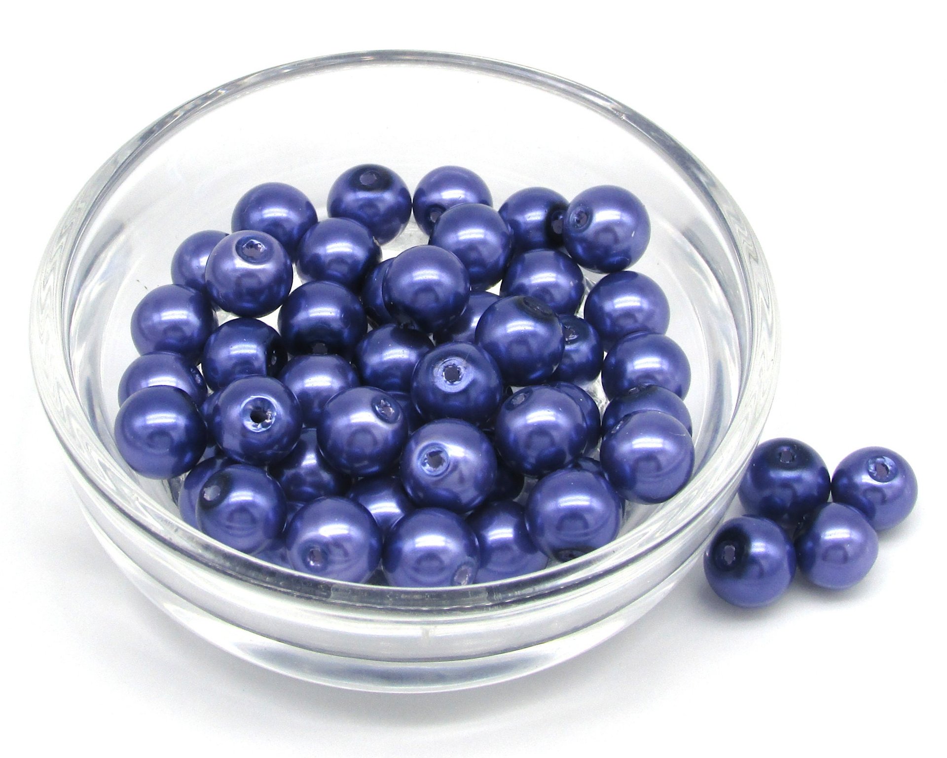8mm Round Faux Pearls, Opaque Coated Glass Lustre Beads, Medium Spacers (50)