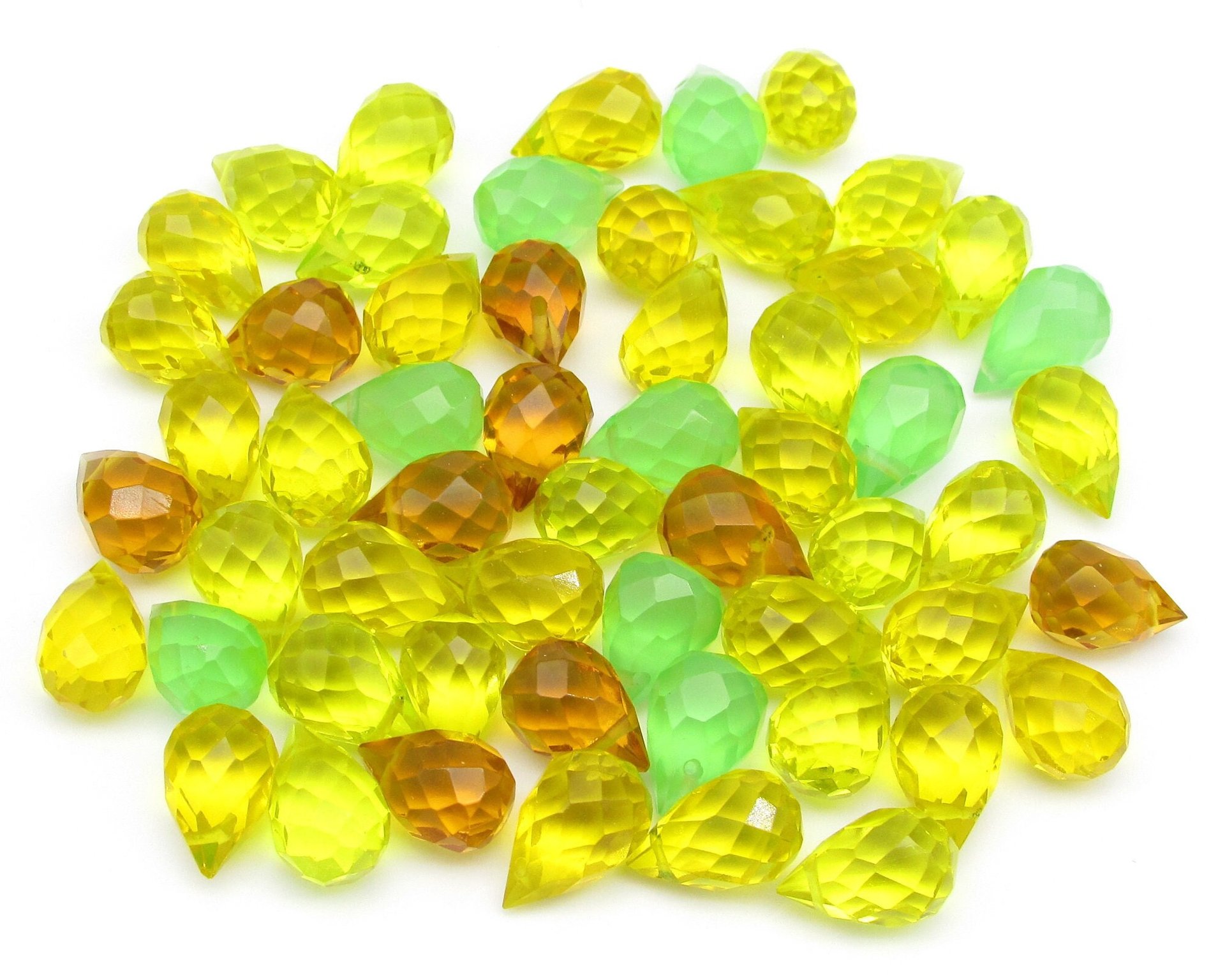 12x8mm Faceted Briolettes, Glass Teardrop Beads