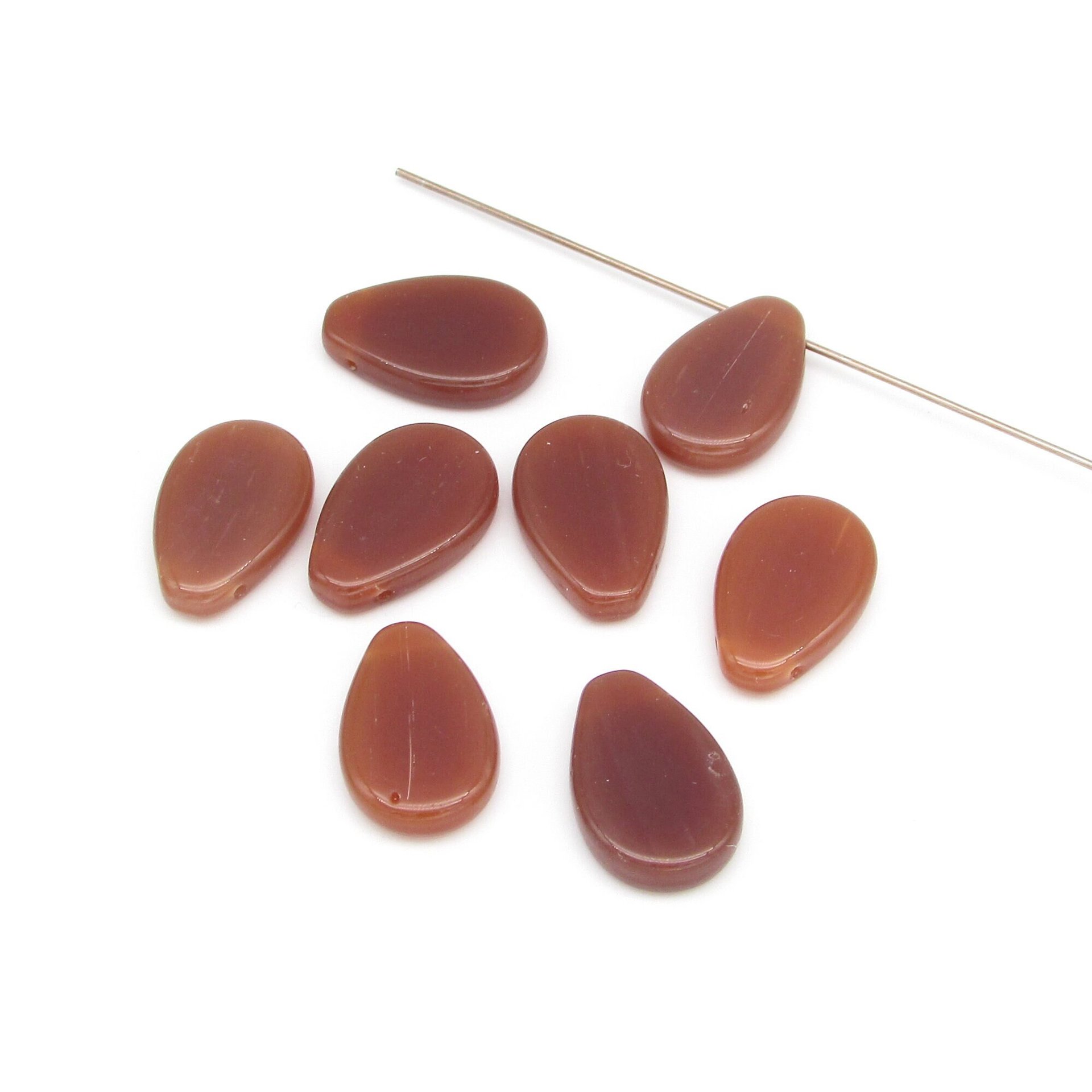 18x12.5mm Flat Teardrops, Vintage Czech Glass Beads