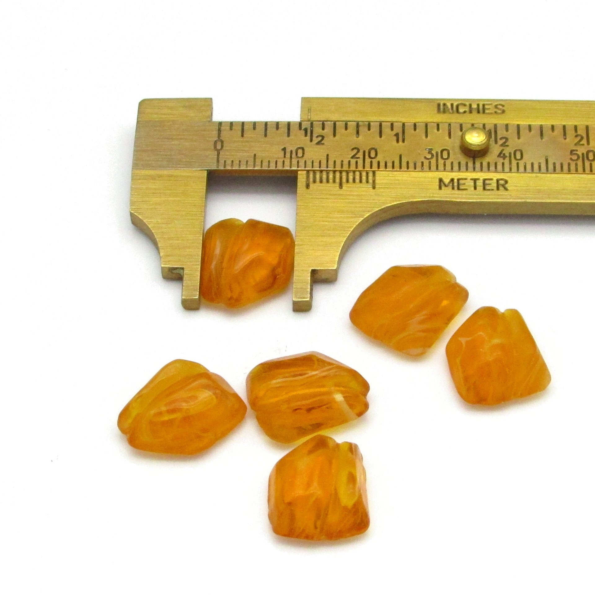 Vintage Topaz Porphyr Glass Cabochons with Wrapping Channel