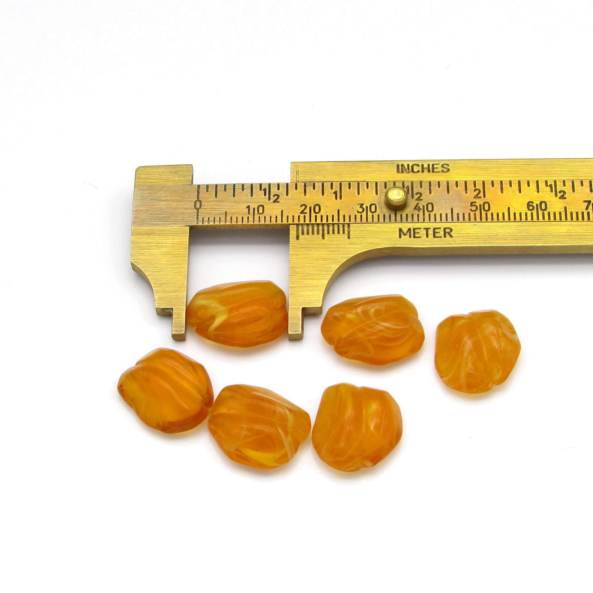 Vintage Topaz Porphyr Glass Cabochons with Wrapping Channel