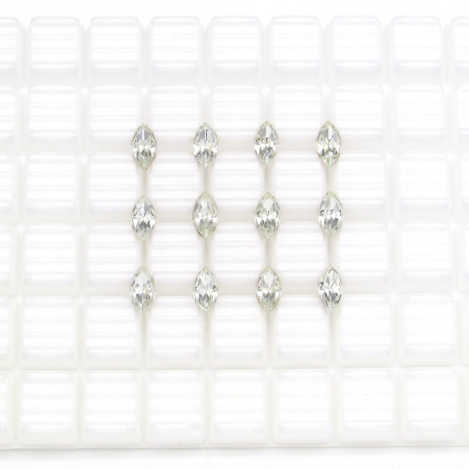 Rhinestone Navettes, 10x5mm 8x4mm Tin Table Cut Marquise