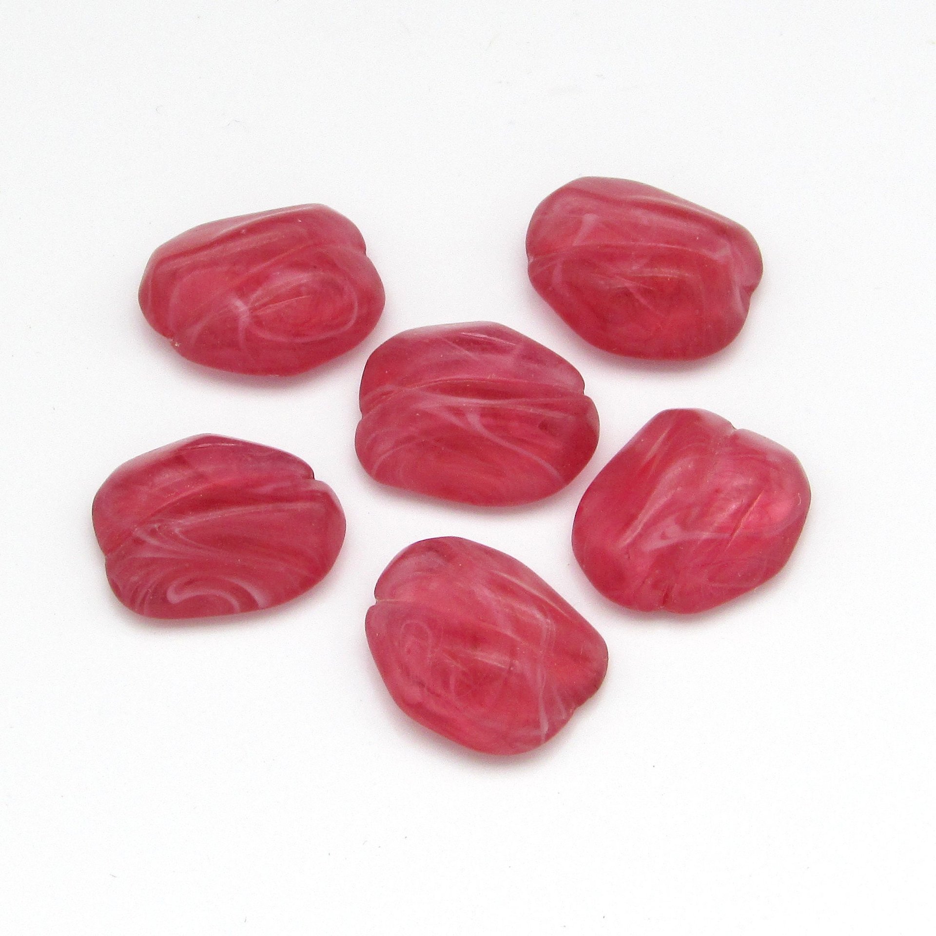 Vintage Asymmetric Dark Rose Glass Cabochons