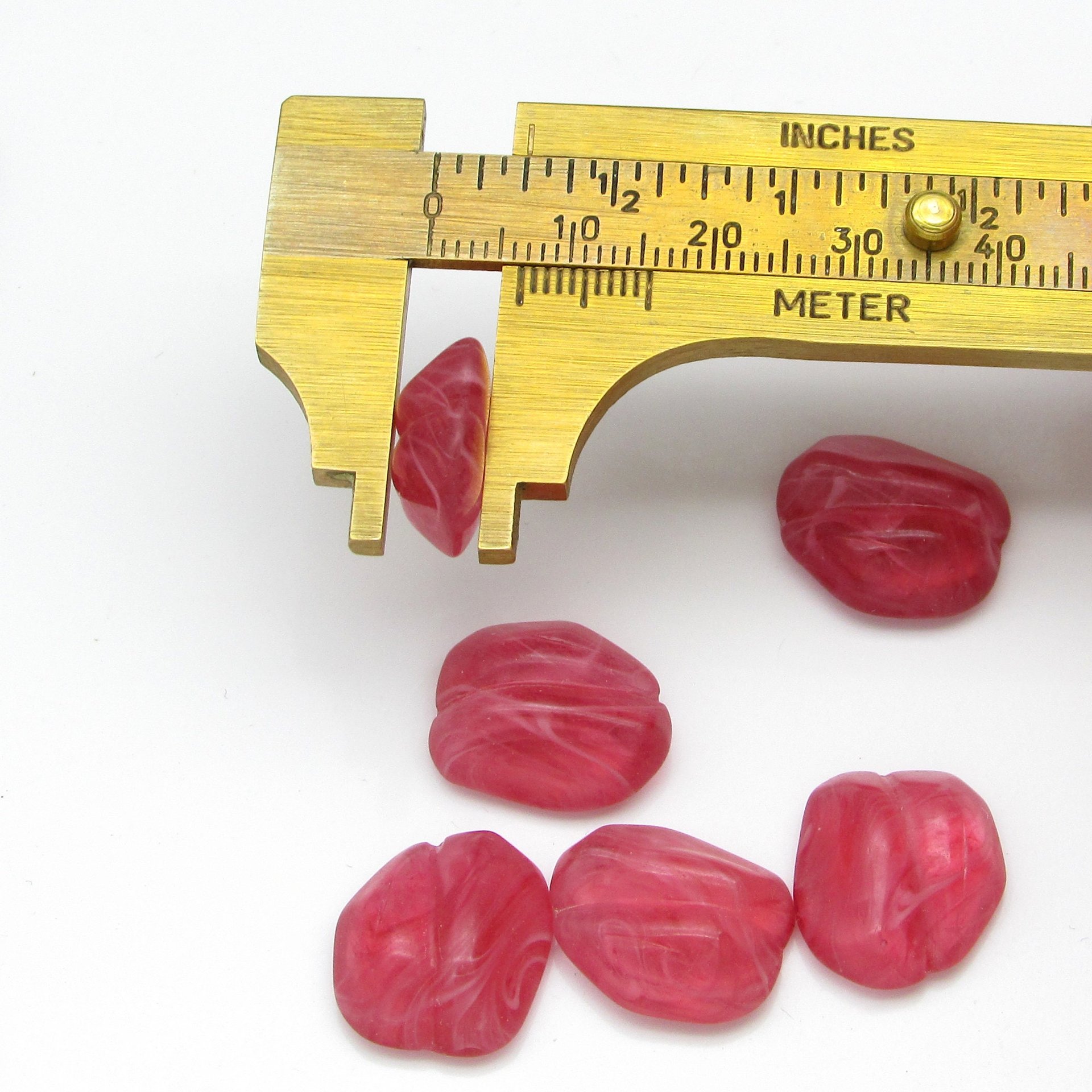Vintage Asymmetric Dark Rose Glass Cabochons