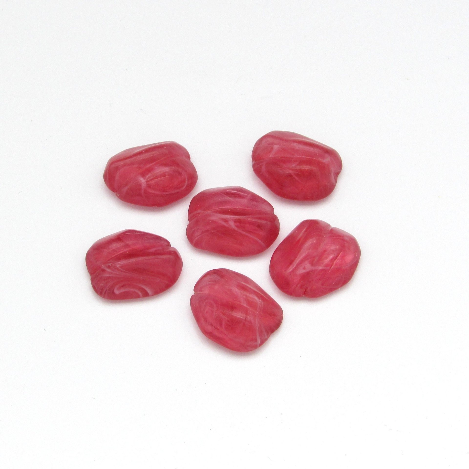 Vintage Asymmetric Dark Rose Glass Cabochons