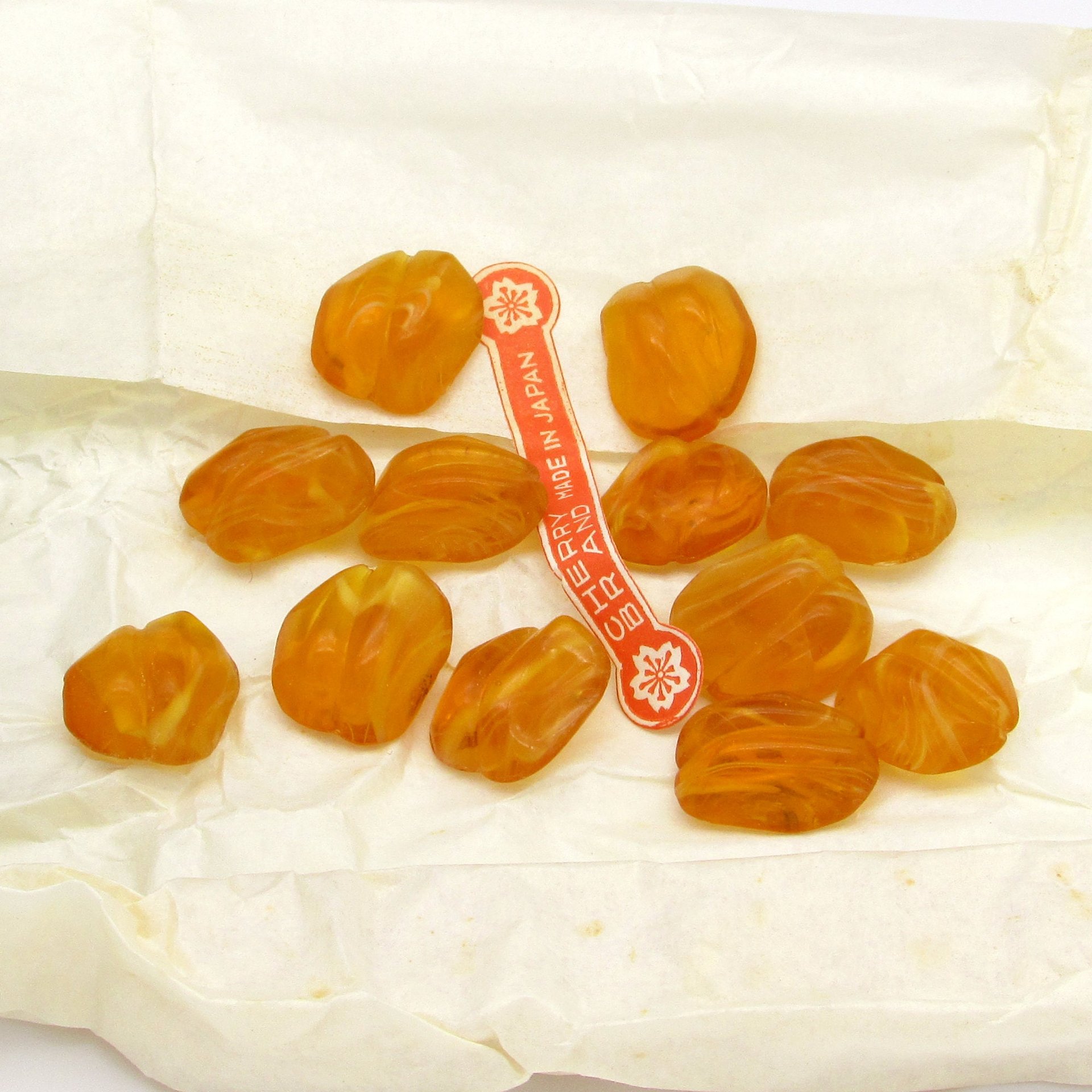 Vintage Topaz Porphyr Glass Cabochons with Wrapping Channel