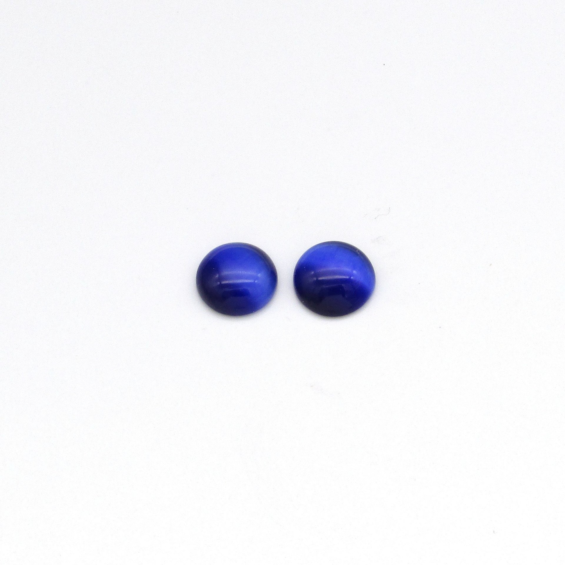 10mm Round Cabochons, Fiber Optic Cat's Eye Glass Stones