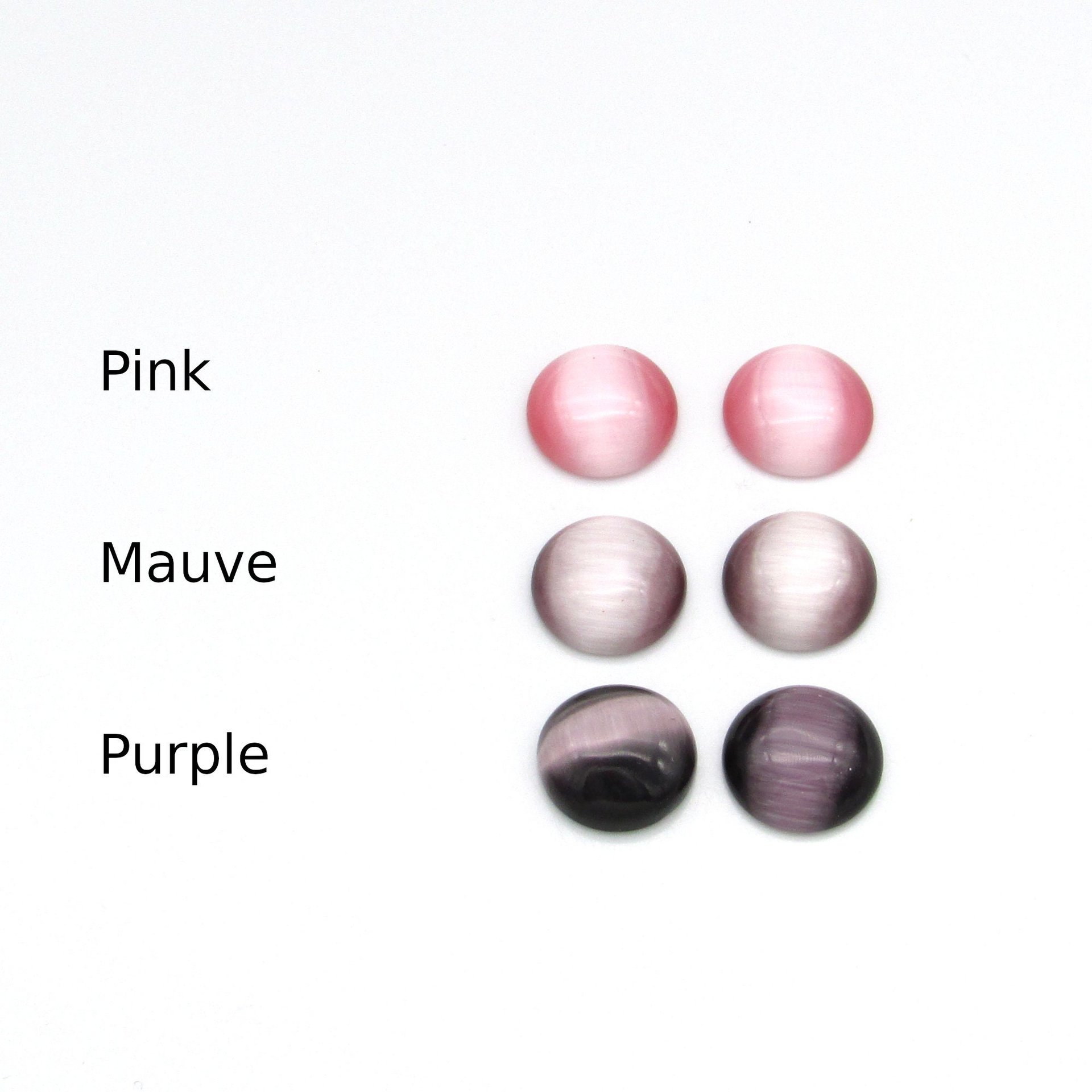 Round Fiber Optic Glass Cabochons, 11.5mm 12.5mm 13mm