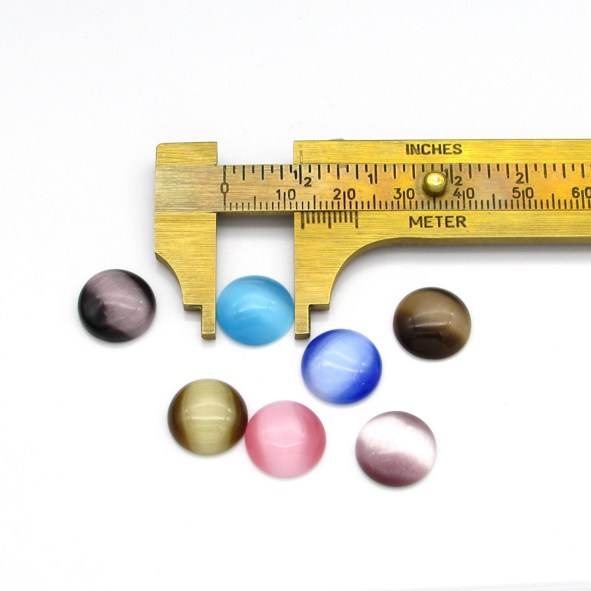 Round Fiber Optic Glass Cabochons, 11.5mm 12.5mm 13mm