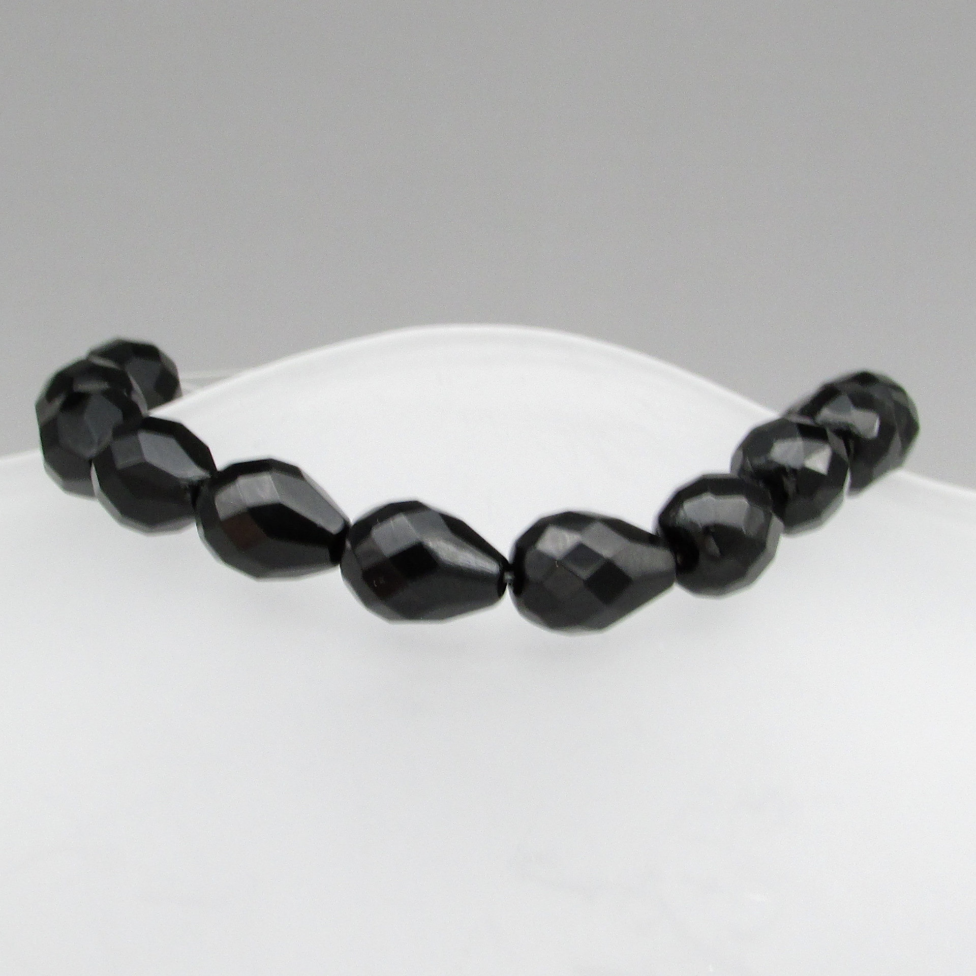 13x10mm Jet Black Faceted Teardrop Beads
