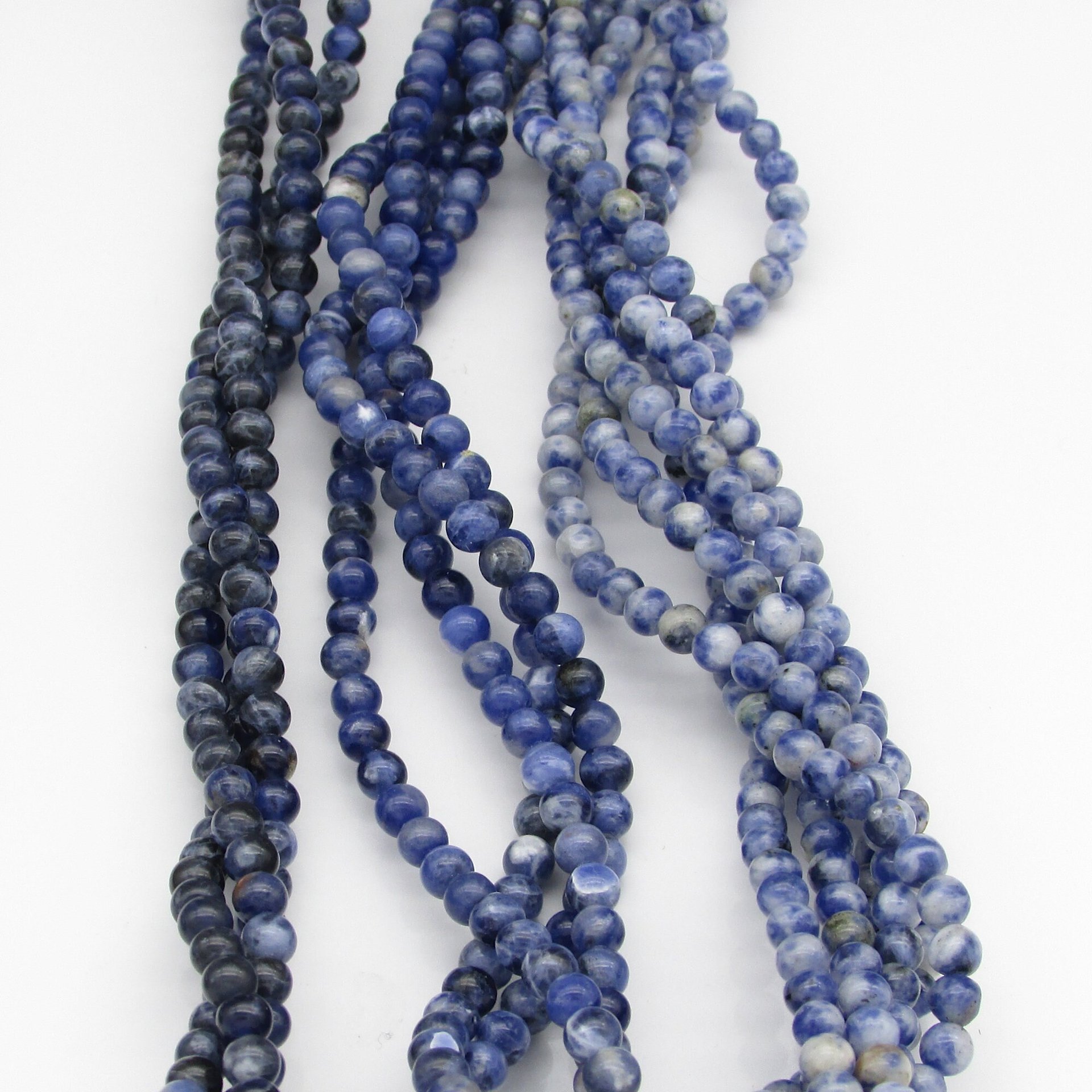4mm Round Sodalite Beads, Opaque Blue Polished Semiprecious Gemstone Unfaceted Spacers