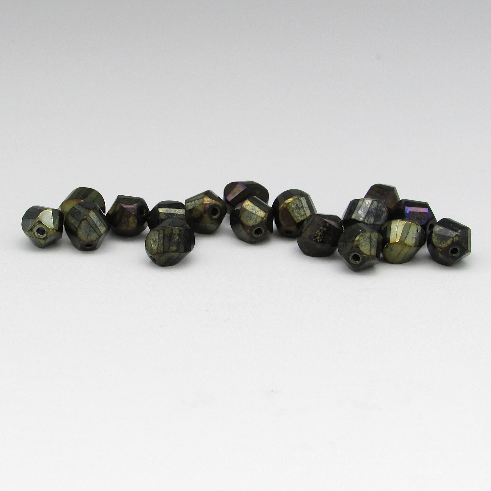 8x6mm Helix Beads, Jet Metallic Faceted Glass Twists (17)