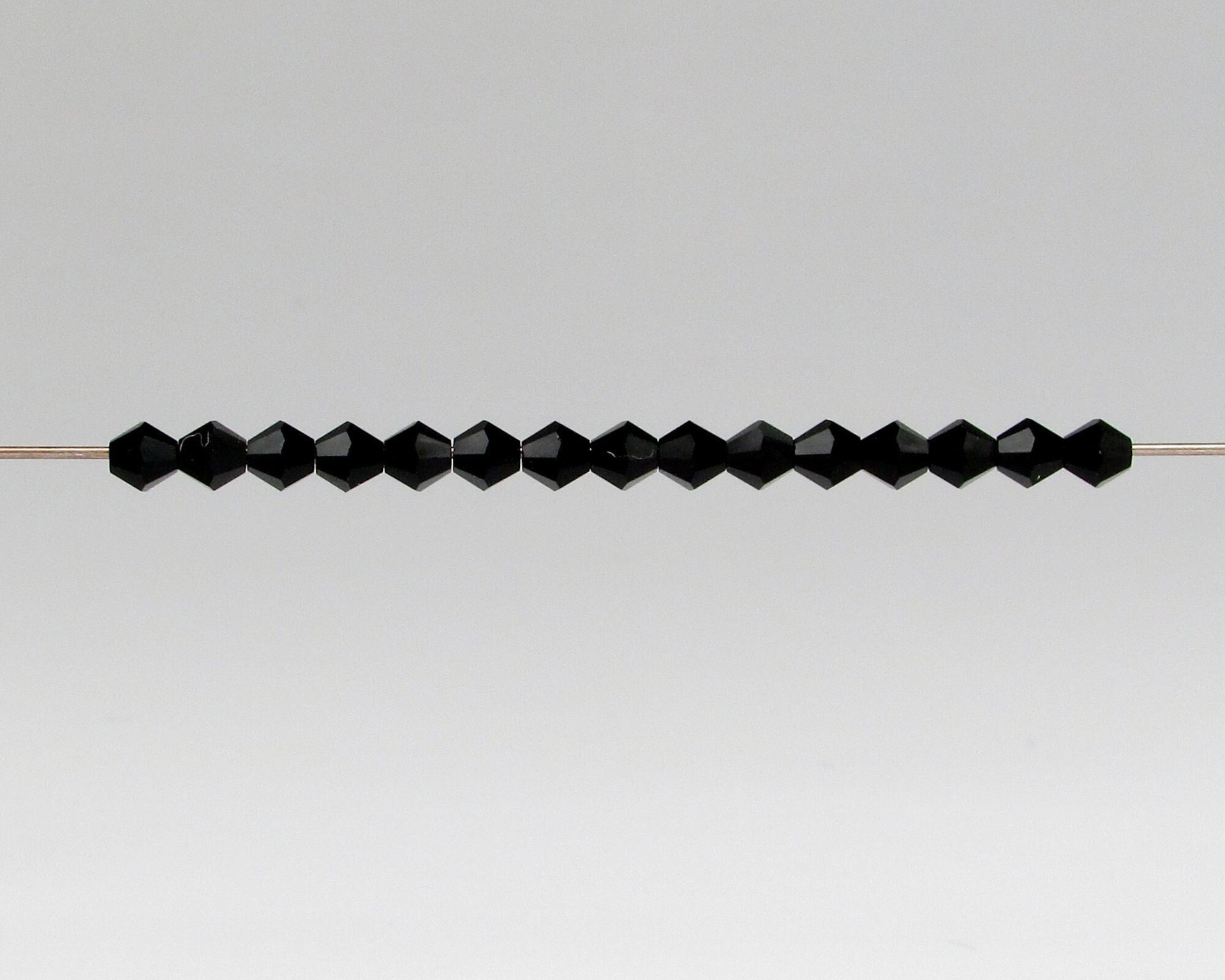 4mm Bicones, Jet Black Vintage Preciosa Crystal Beads