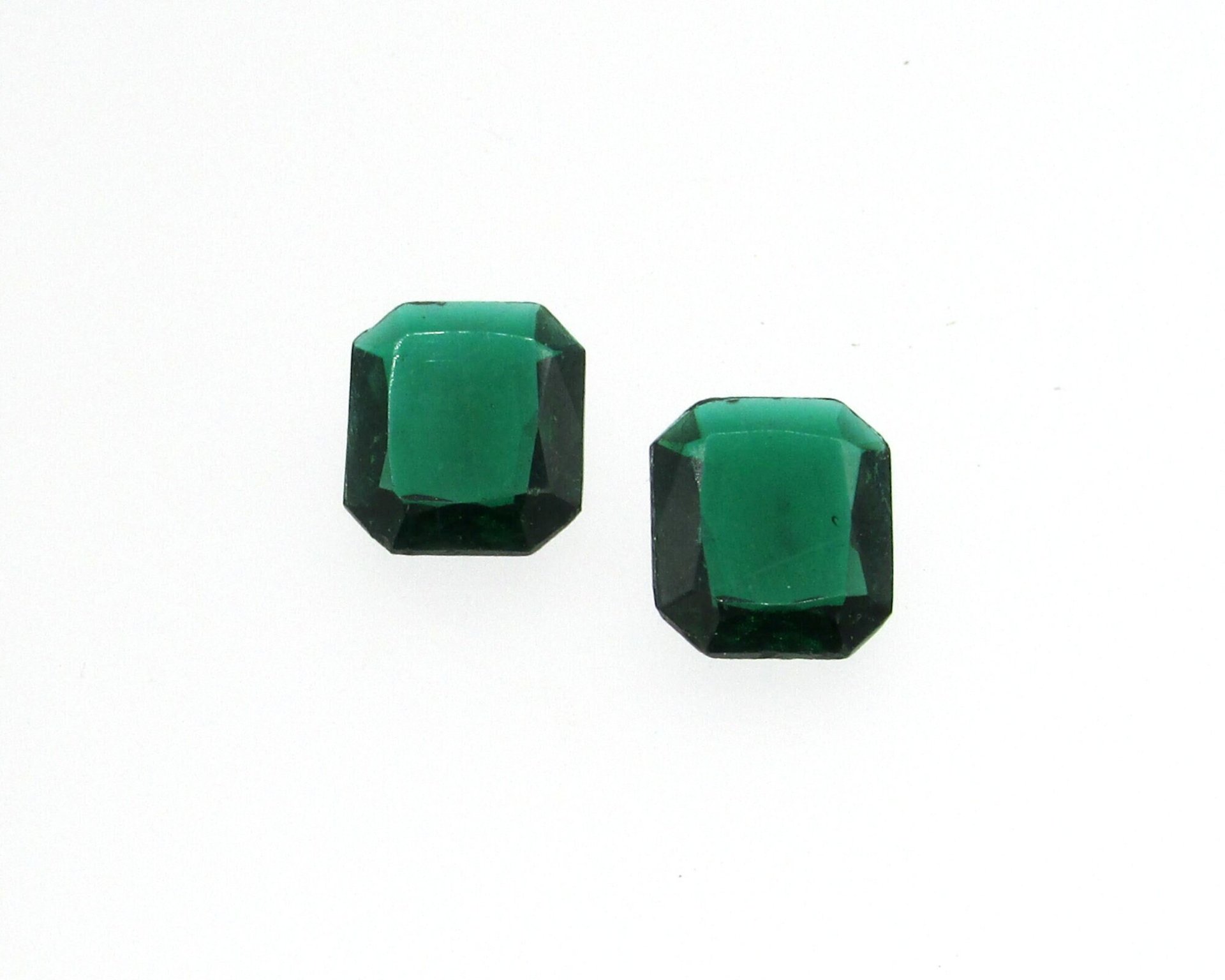 Vintage 14x12mm Octagon Baguette Rhinestones, Unfoiled Green Glass Point Back Gems