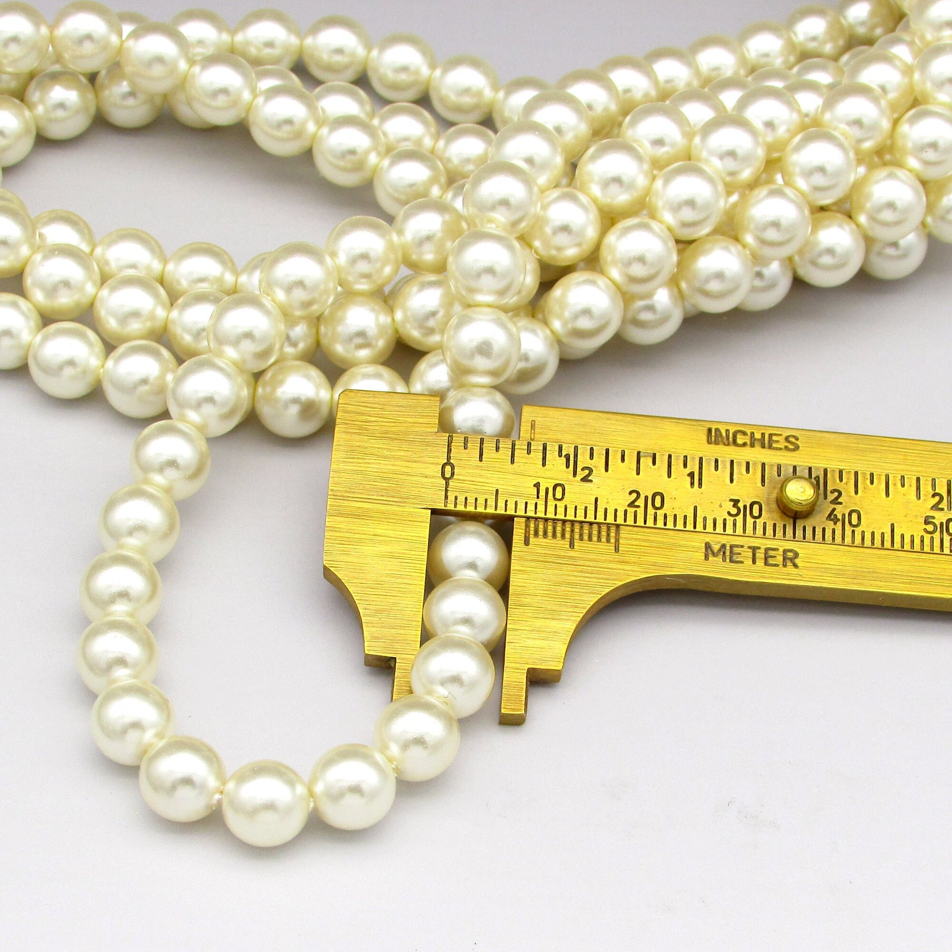 Light Cream Glass Pearls, 8mm 10mm 12mm Round Warm Off White Lustre Beads (50)