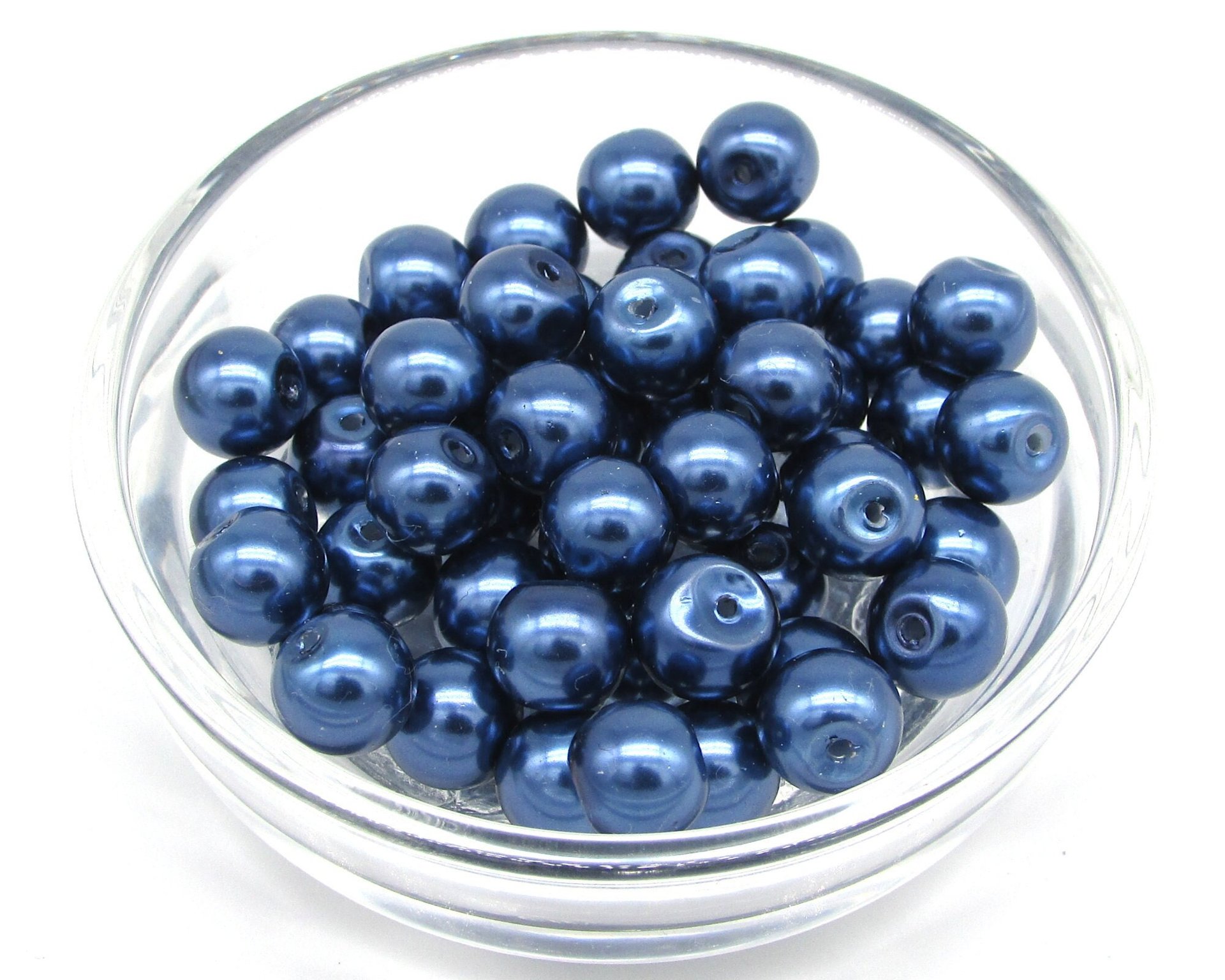 8mm Round Faux Pearls, Opaque Coated Glass Lustre Beads, Medium Spacers (50)