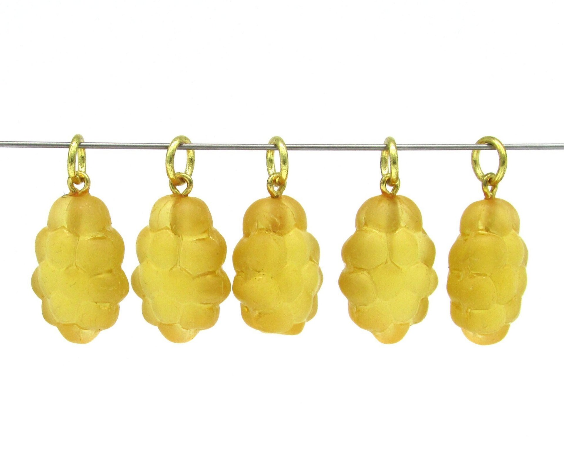 20.5x13mm Grape Cluster Charms, Czech Pressed Glass Bead Pendants