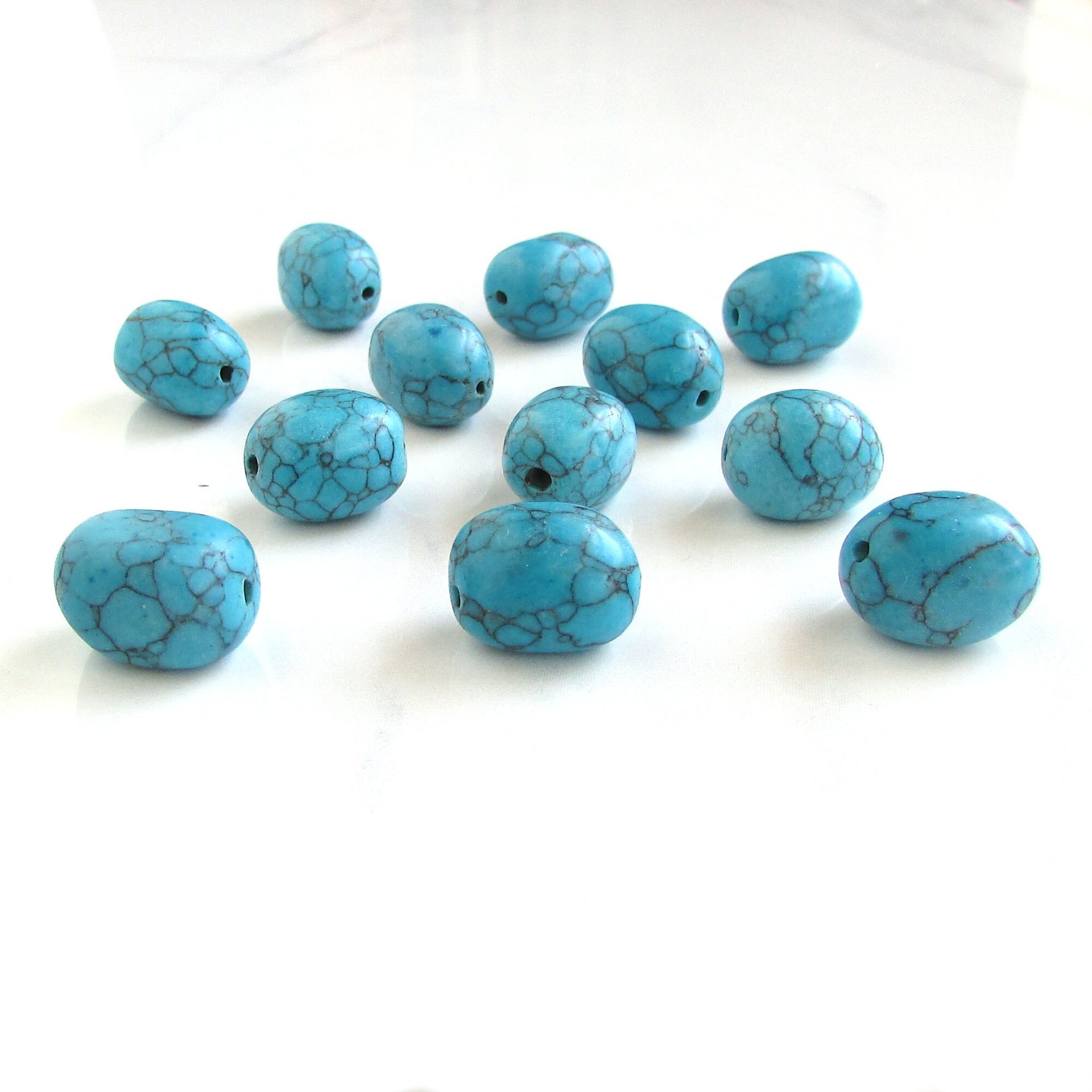 15x12mm Oval Imitation Turquoise Nugget Barrel Beads