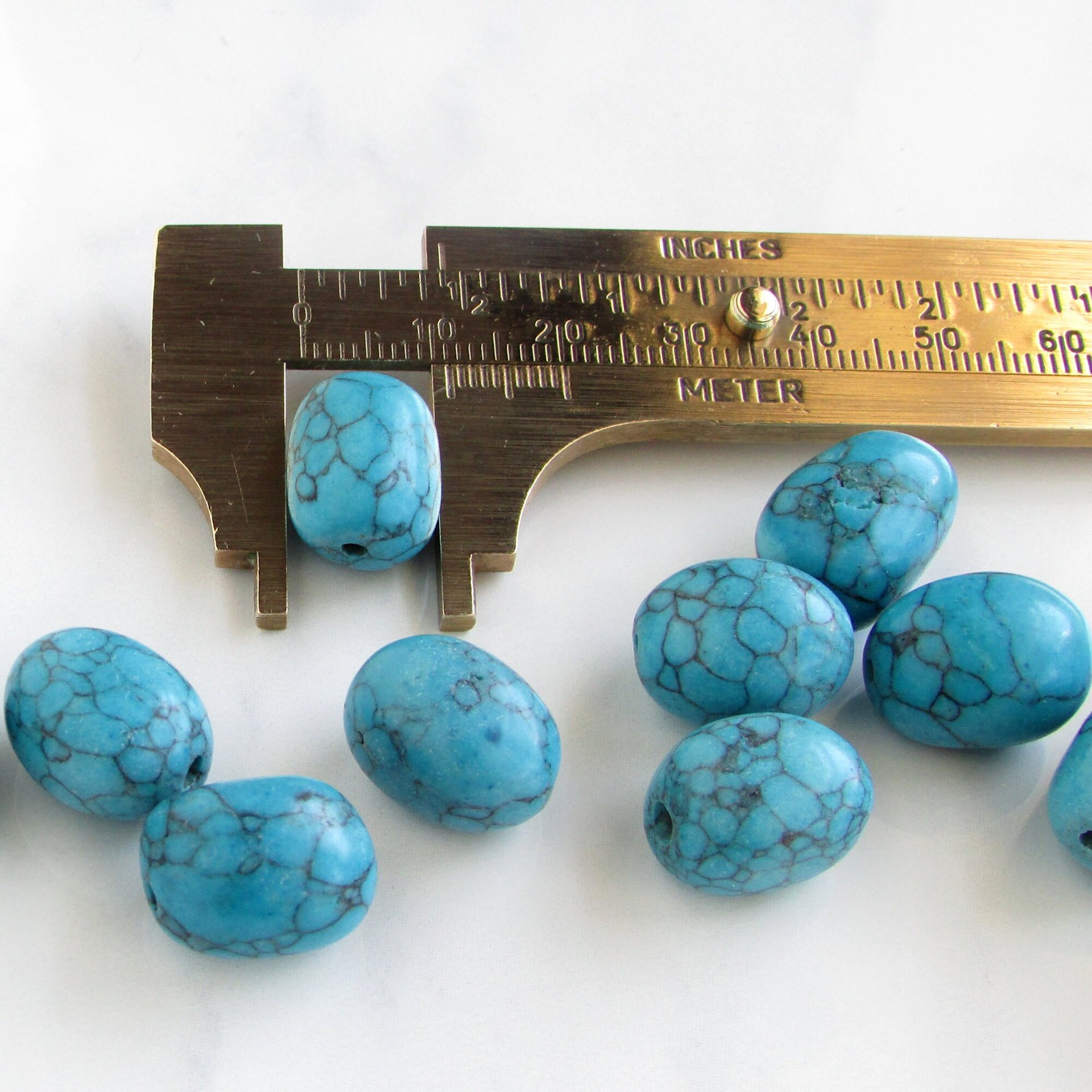 15x12mm Oval Imitation Turquoise Nugget Barrel Beads