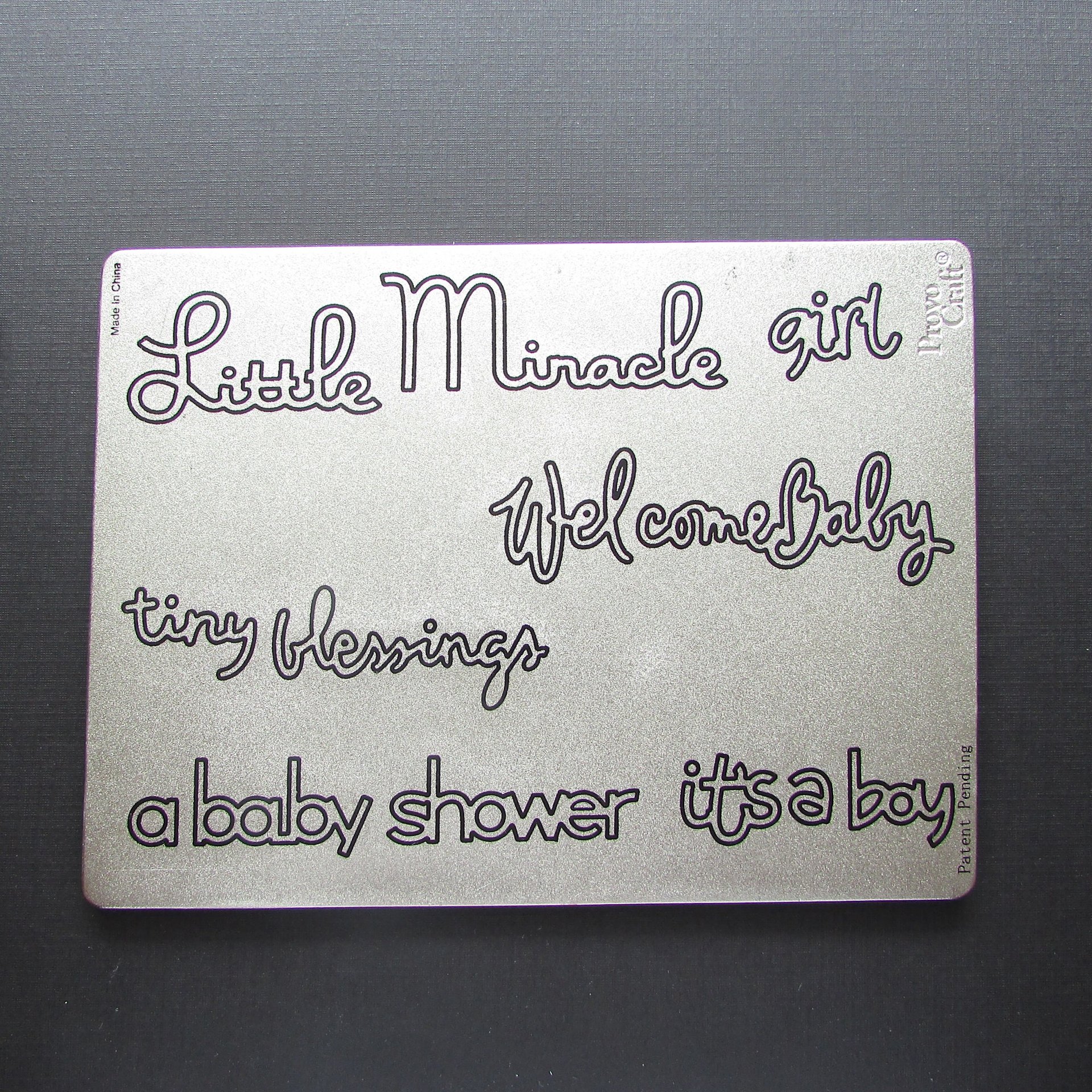 Large Provo Craft Metal Die, Script Phrases