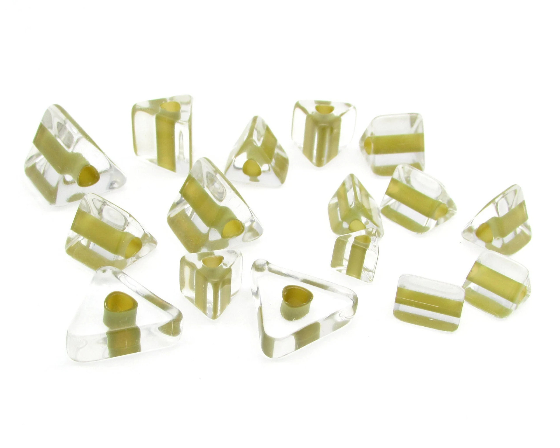 Khaki Furnace Glass Triangular Beads 