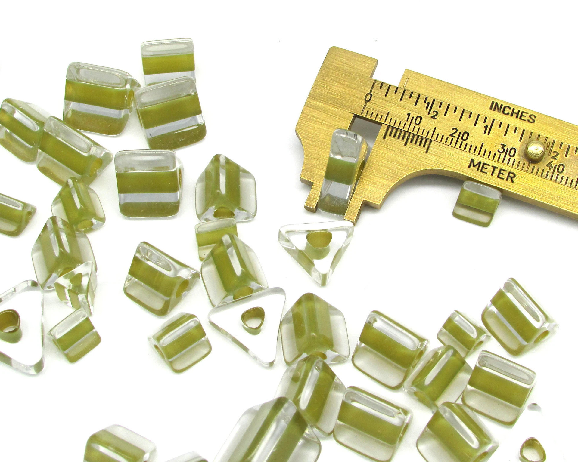 Khaki Furnace Glass Triangular Beads 