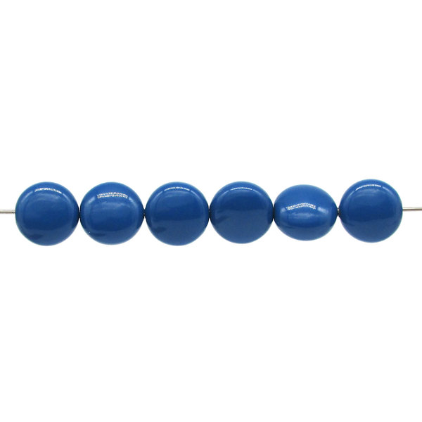 12mm Puffed Coin Beads, Lapis Blue